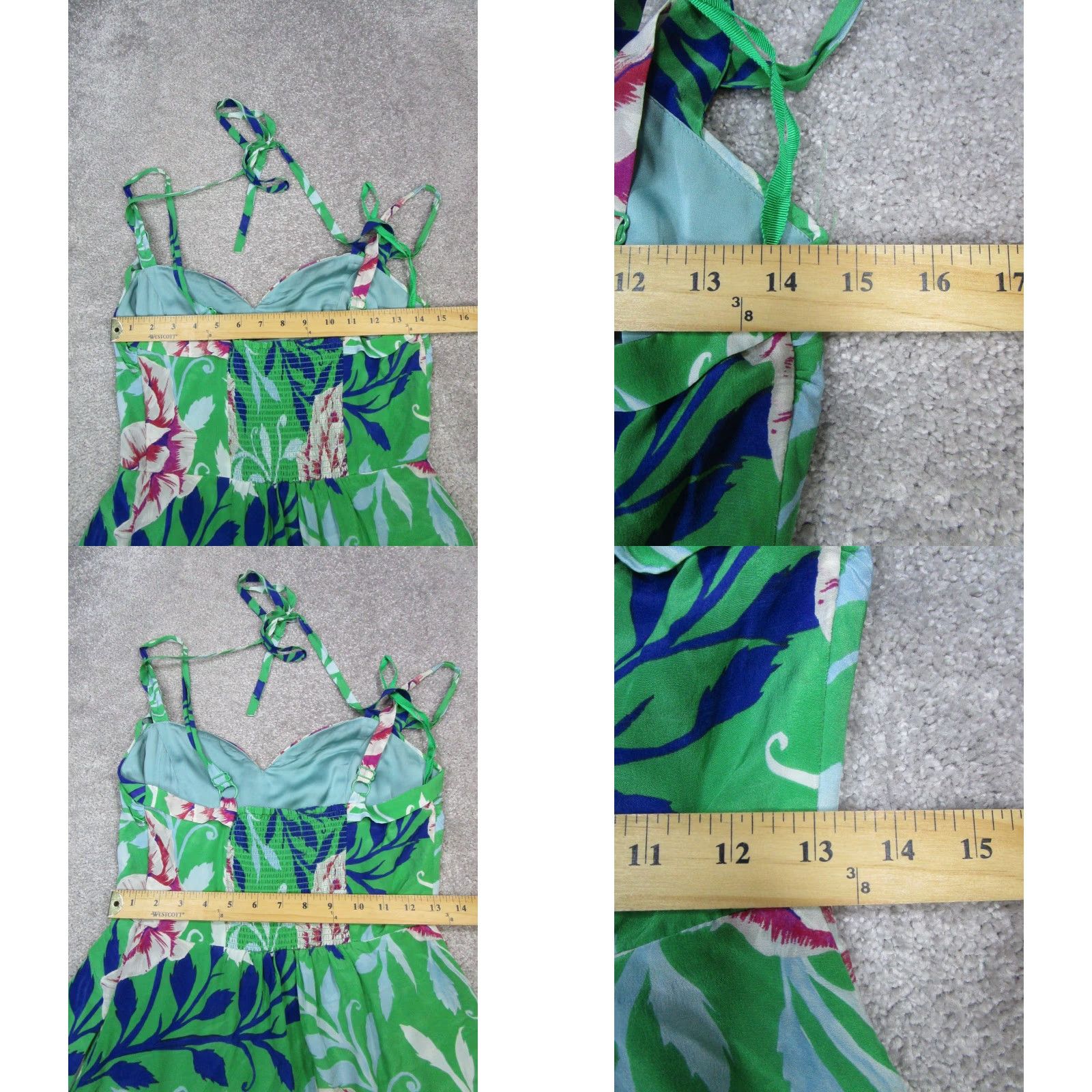 Soeur Moulinette Soeurs Dress Womens 6 Green Blue Red Floral Halter Silk Blouson Size M / US 6-8 / IT 42-44 - 8 Thumbnail