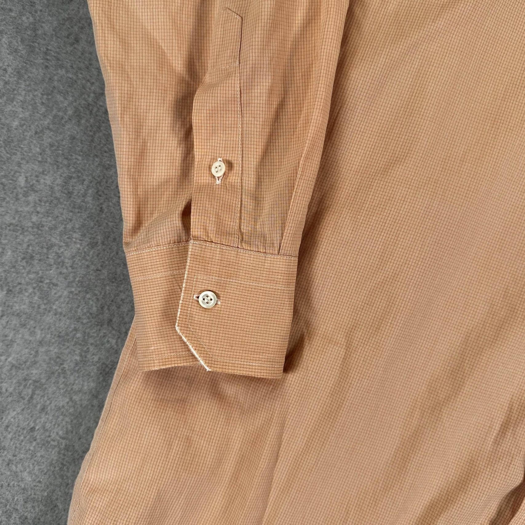 Canali VINTAGE Canali Dress Shirt Mens Large Beige Check Point Collar Cotton Italy Long Sleeve Size 42R - 3 Thumbnail