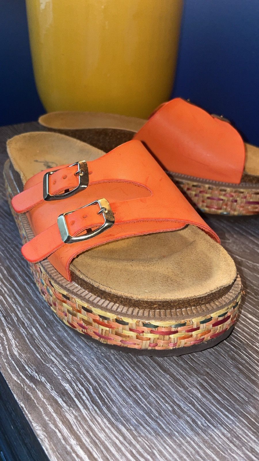 Free People Free People Platform Sandals w/ Orange Leather Size US 7.5 / IT 37.5 - 1 Thumbnail