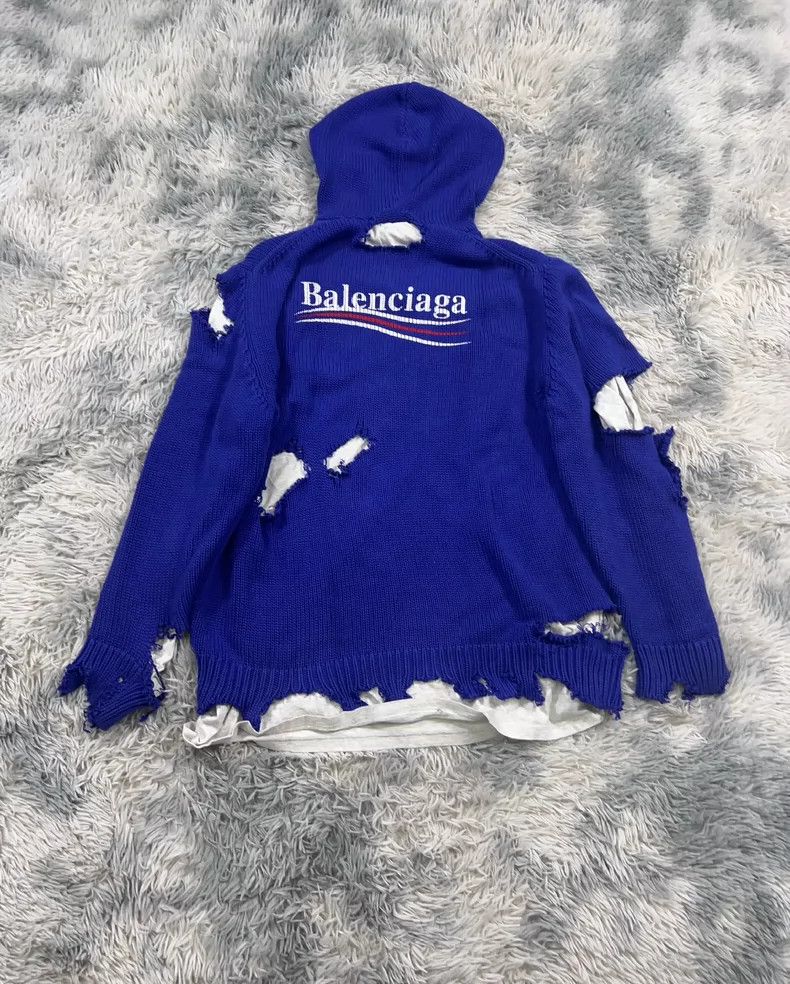 Balenciaga Balenciaga Blue destroys fake two-piece sweater Size US S / EU 44-46 / 1 - 2 Thumbnail