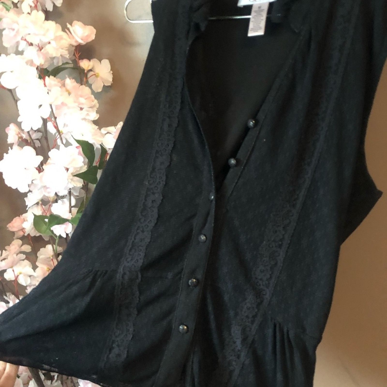 Nine West Lace blouse buttoned sleeveless top Size M / US 6-8 / IT 42-44 - 9 Thumbnail