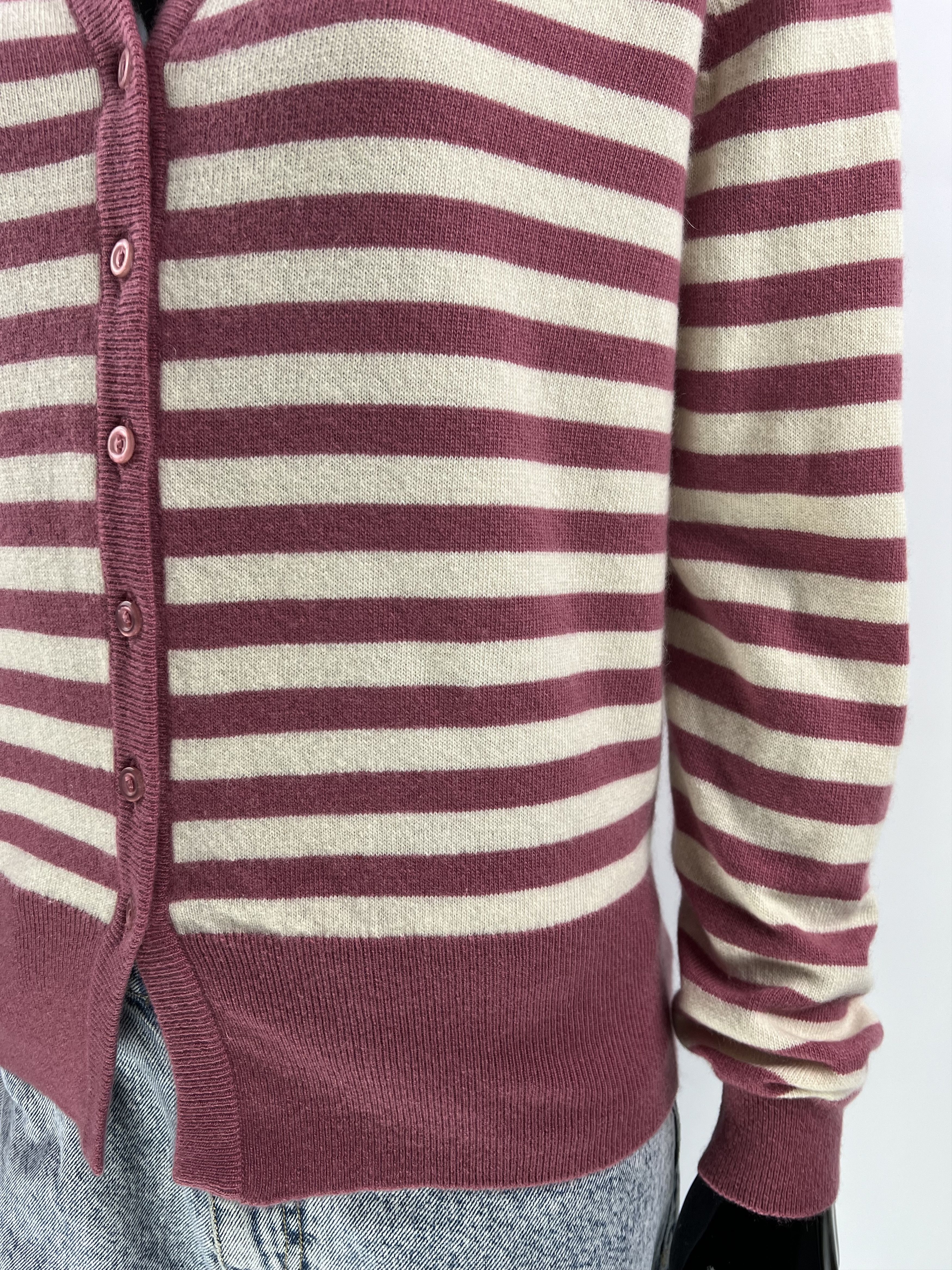 Ballantyne Ballantyne Vintage 100% Pure Cashmere Striped Cardigan Size S / US 4 / IT 40 - 4 Thumbnail