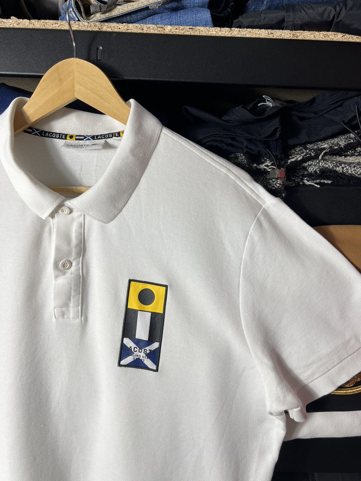 Lacoste 🐊 Lacoste Sailing Gear Polo Shirt — Flag Patch Vintage XL Size US XL / EU 56 / 4 - 2 Thumbnail