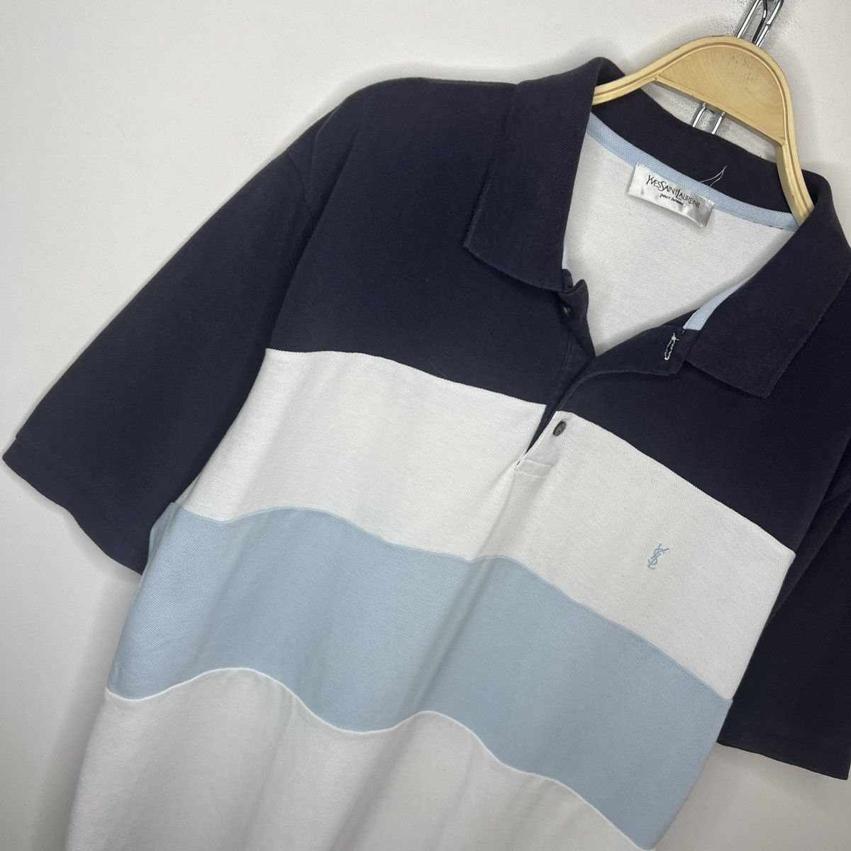 Yves Saint Laurent Yves Saint Laurent YSL White Navy Polo Shirt Tshirt Tee Size US XL / EU 56 / 4 - 3 Thumbnail
