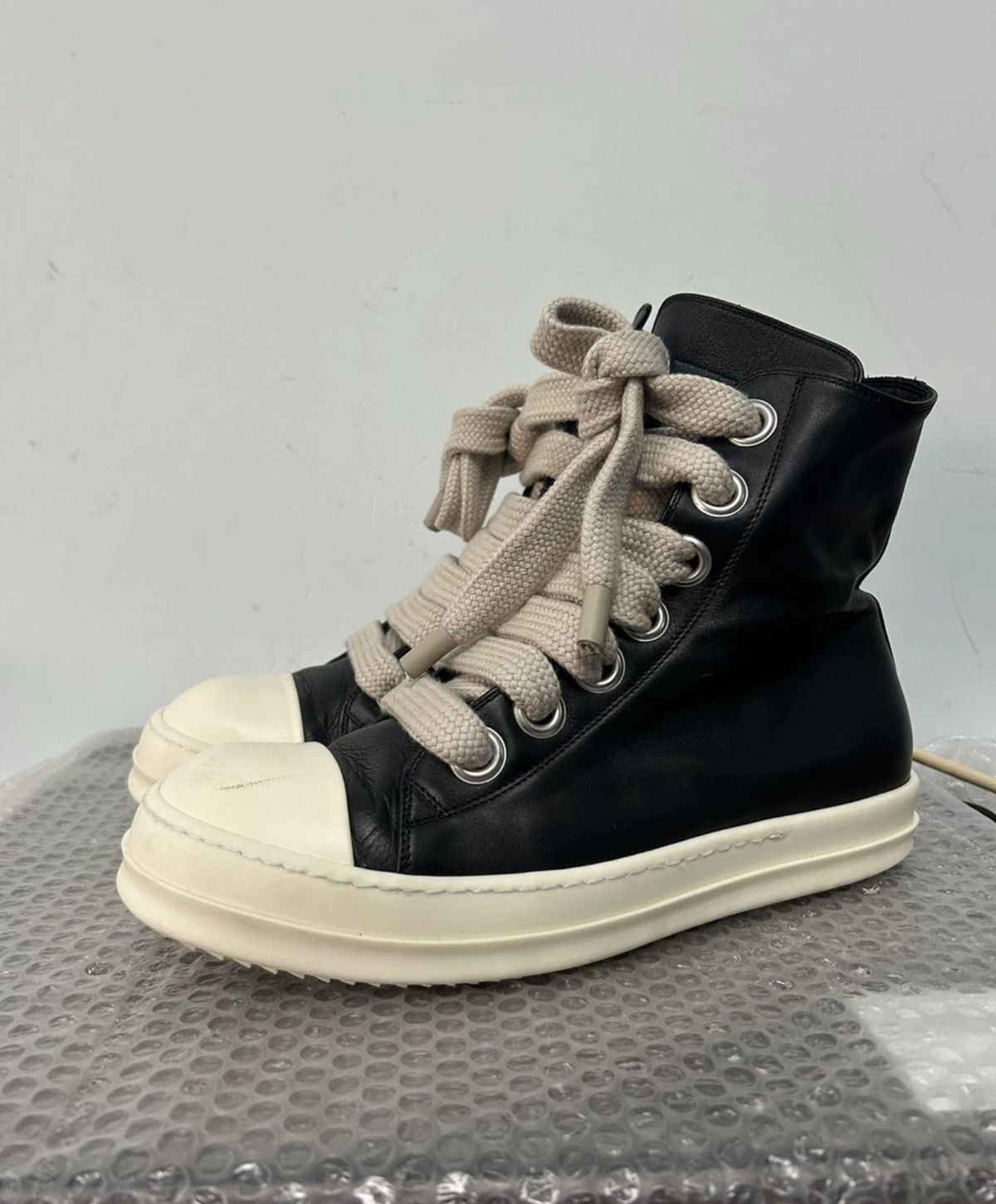 Rick Owens Black High-Top Sneakers with Thick White Sole Size US 10 / EU 43 - 1 Thumbnail