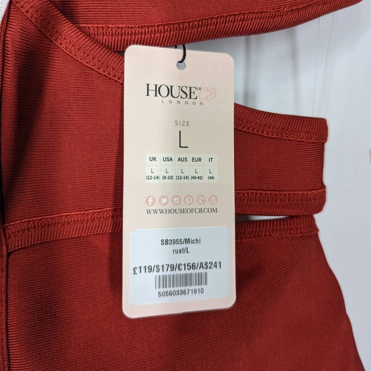 House of CB HOUSE OF CB Michi Rust Cutout Bandage Bodycon Mini Dress L Size L / US 10 / IT 46 - 3 Thumbnail