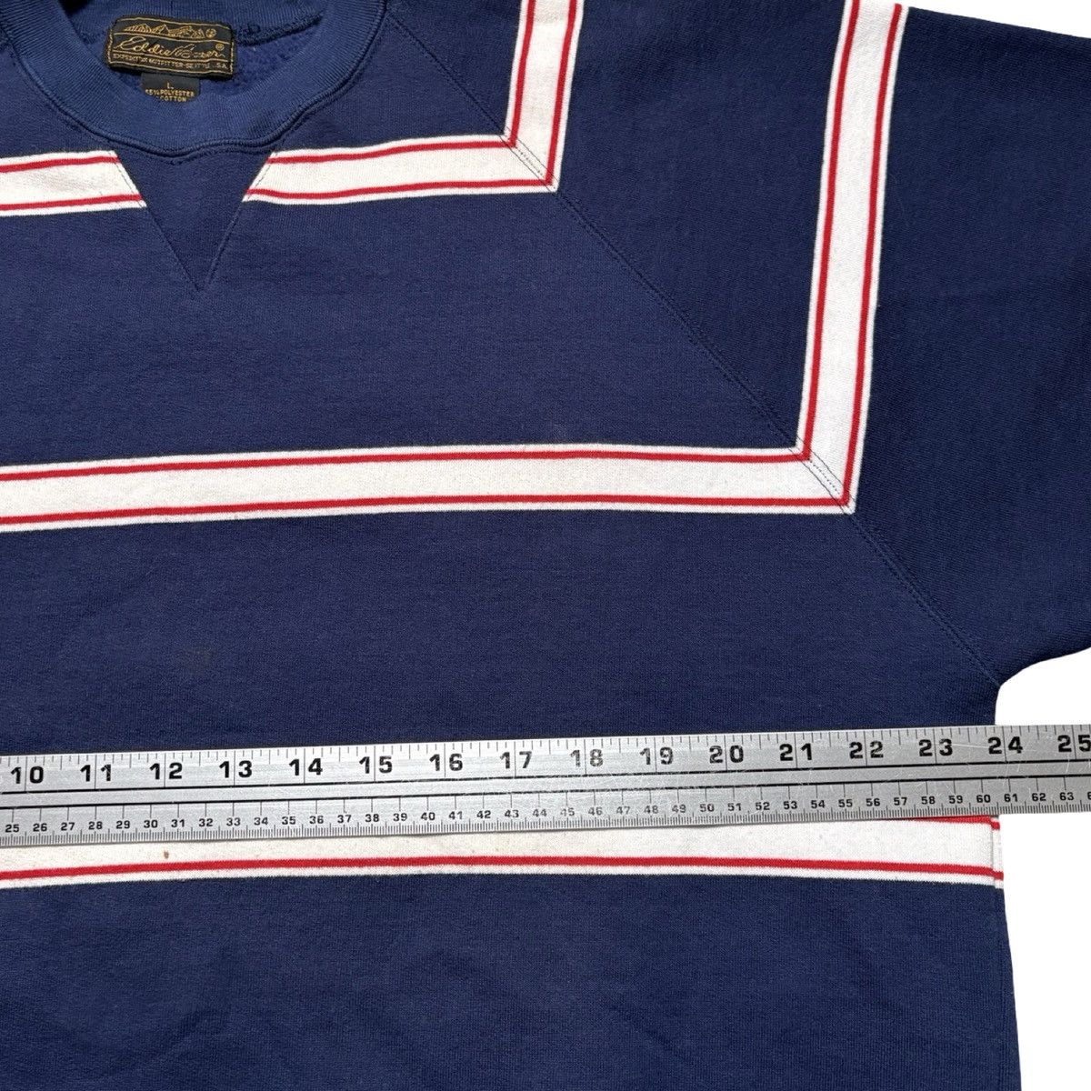 Eddie Bauer Vintage 80s 90s Eddie Bauer Striped Sweat Shirt Mens L Navy Size US L / EU 52-54 / 3 - 4 Thumbnail