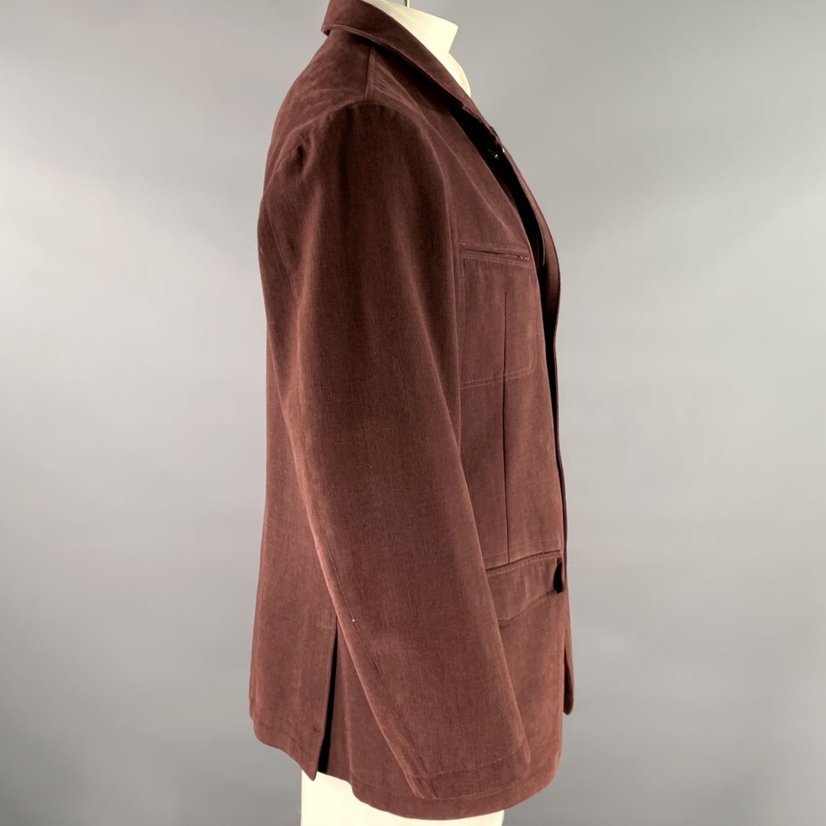 Loro Piana LORO PIANA Jacket Mens XL Burgundy Size Cotton Zip Size US XL / EU 56 / 4 - 3 Thumbnail