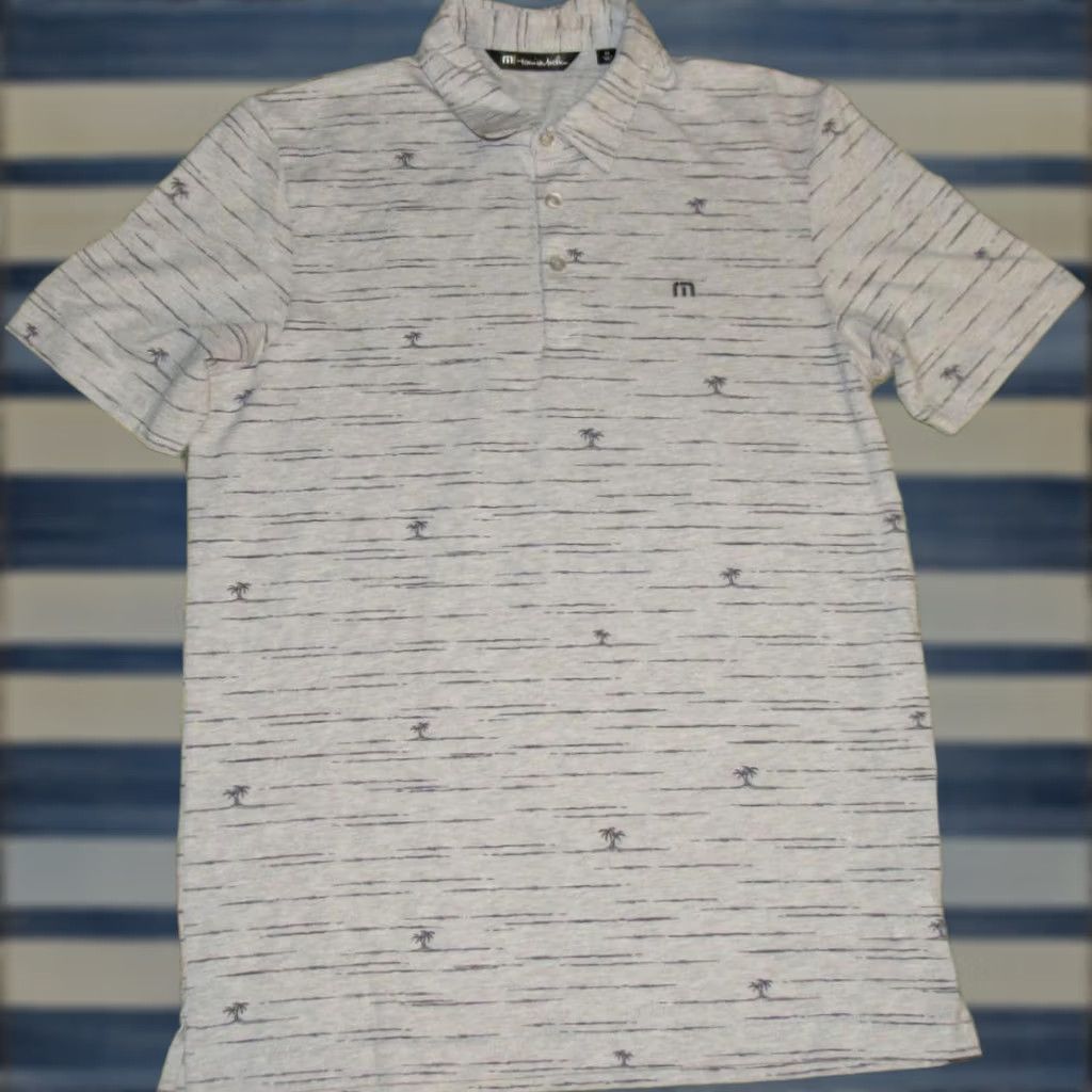 TravisMathew TRAVIS MATHEW Grey Printed Short Sleeve Polo Shirt M Mens Polo Shirt Size US M / EU 48-50 / 2 - 1 Thumbnail