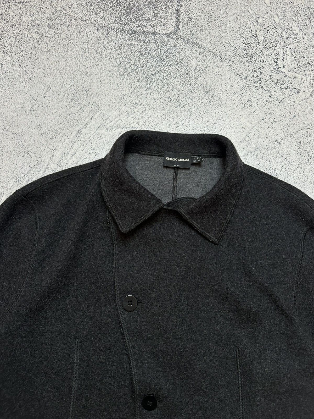 Comme des Garcons Giorgio Armani Unstructured Wool Jacket Asymmetric Military Size 42R - 14 Thumbnail