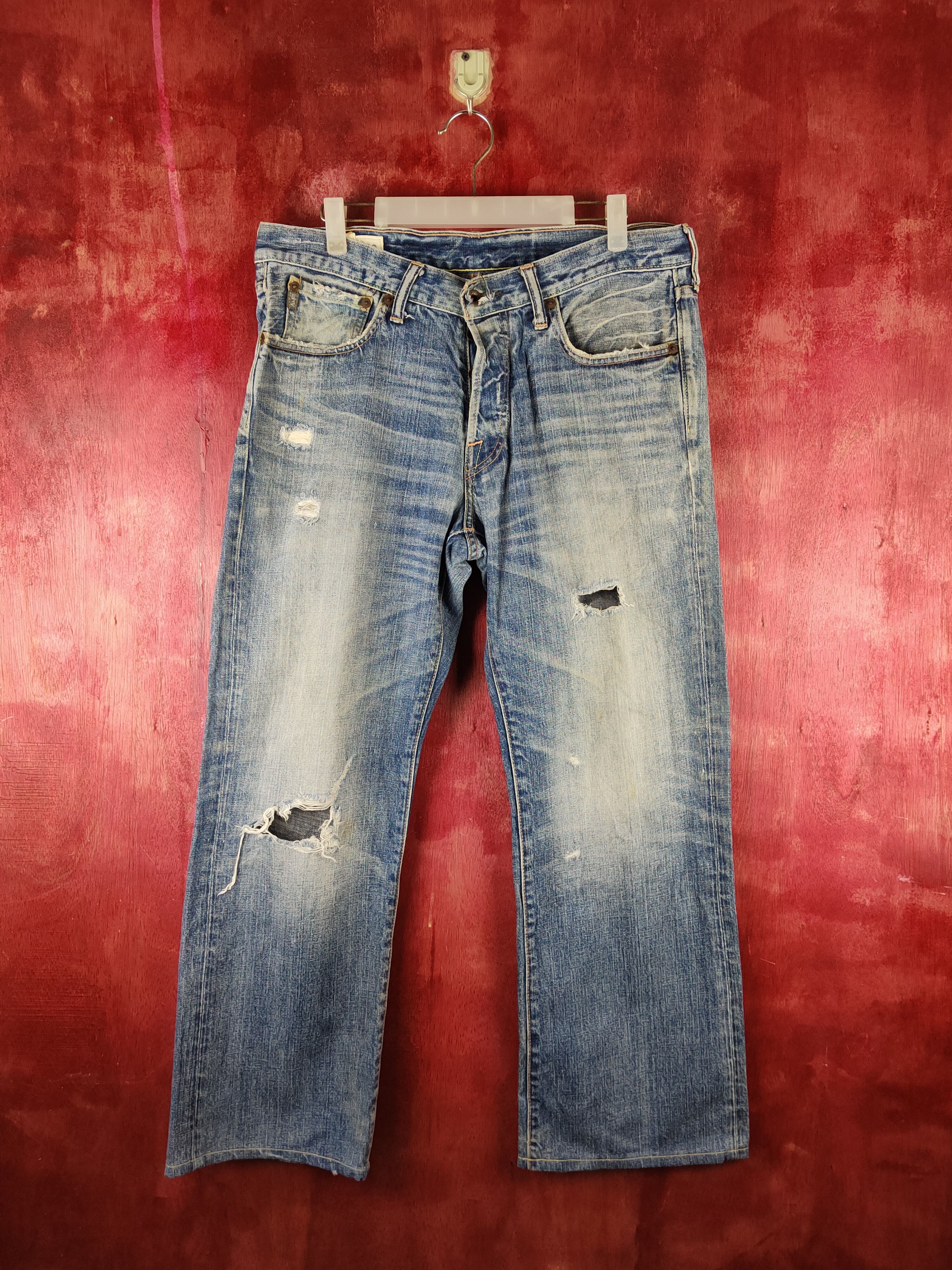 image of Abercrombie Fitch x Distressed Denim Abercrombie & Fitch Blue Distressed Ripped Jeans S2329 (Size 3