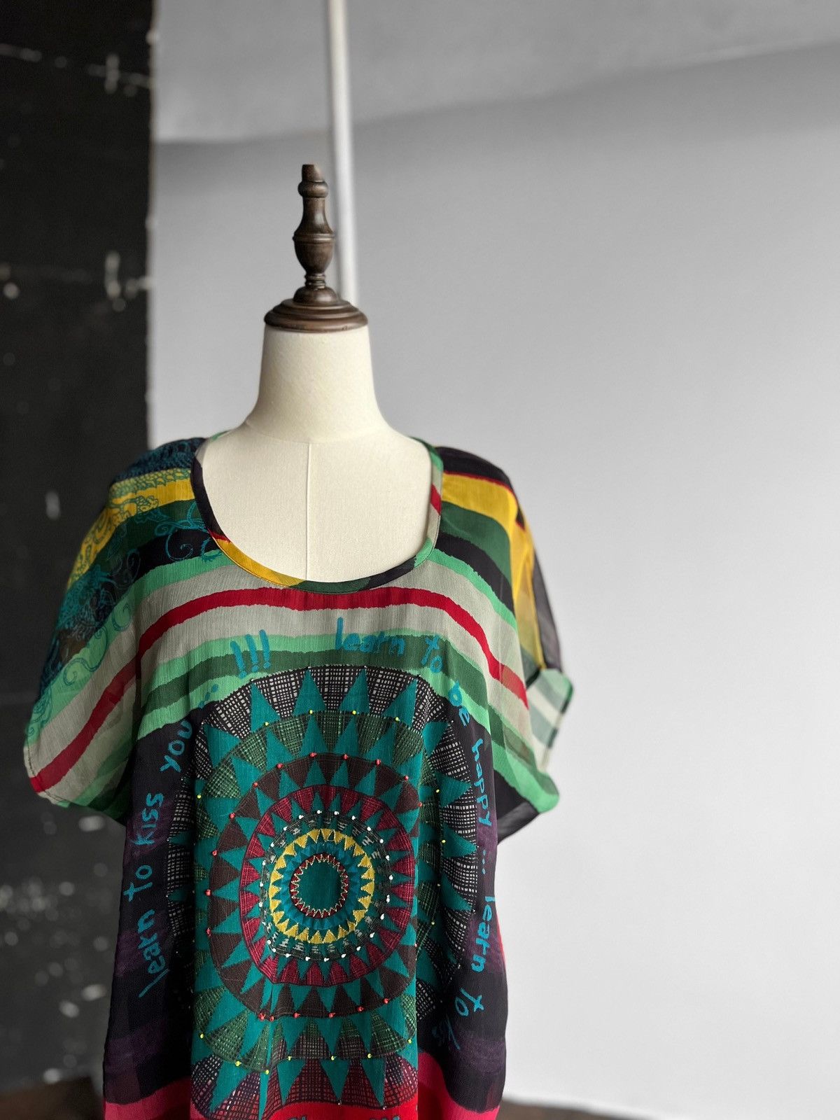 Designer × Desigual Desigual Womens Multicolor Striped Bohemian Lined Blouse Top Size XL / US 12-14 / IT 48-50 - 2 Thumbnail