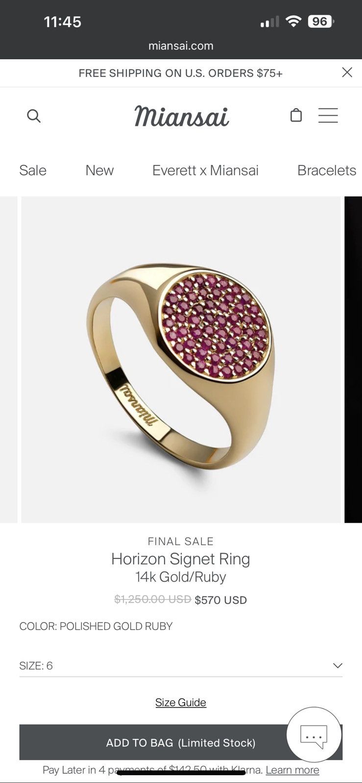 image of Miansai Solid Gold 14K Real Rubies Horizon Signet Ring. Fine Jewelry, Men's