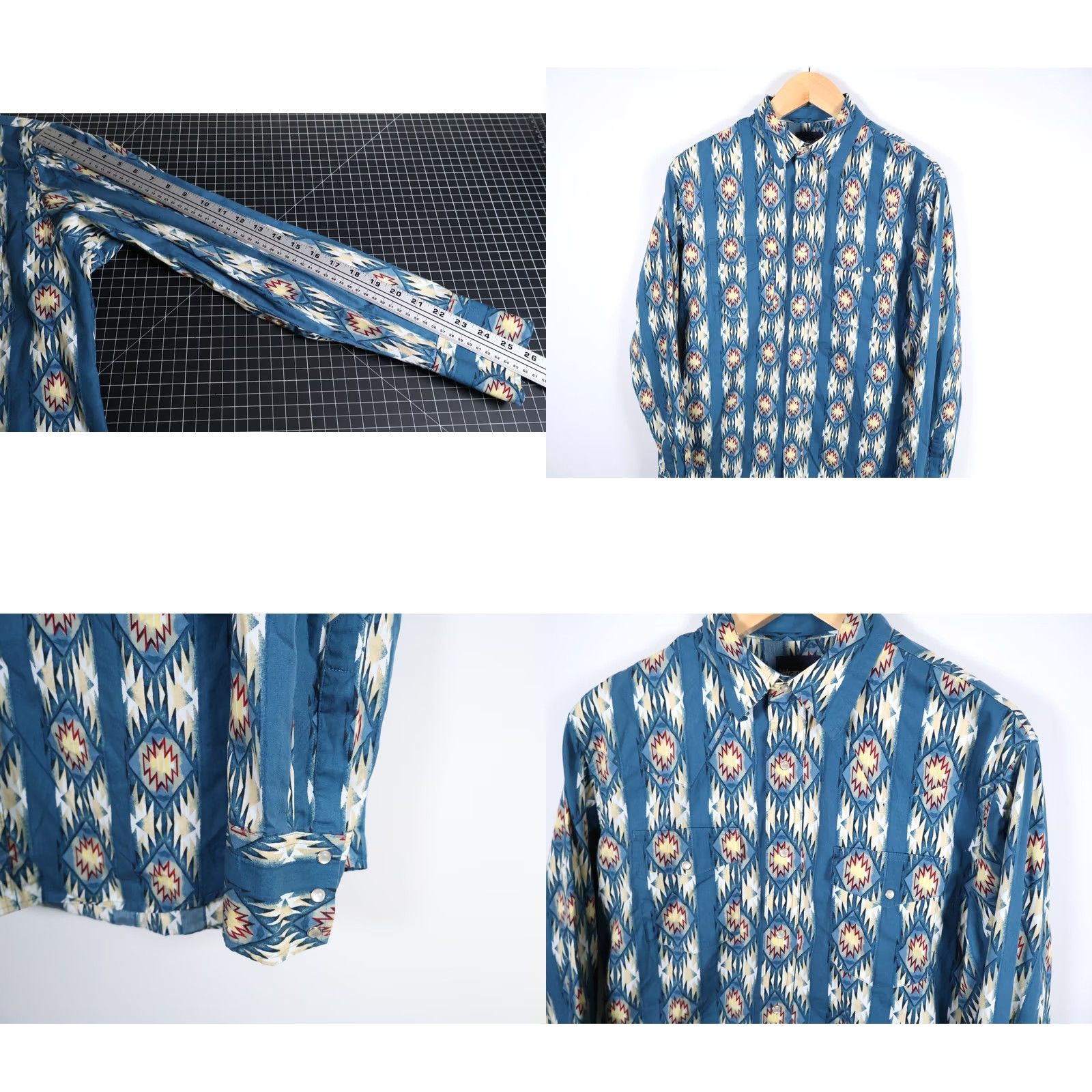 Wrangler VINTAGE Wrangler Western Shirt Men's Large Blue Aztec Pattern Navajo Southwestern Shirt Size US L / EU 52-54 / 3 - 8 Thumbnail