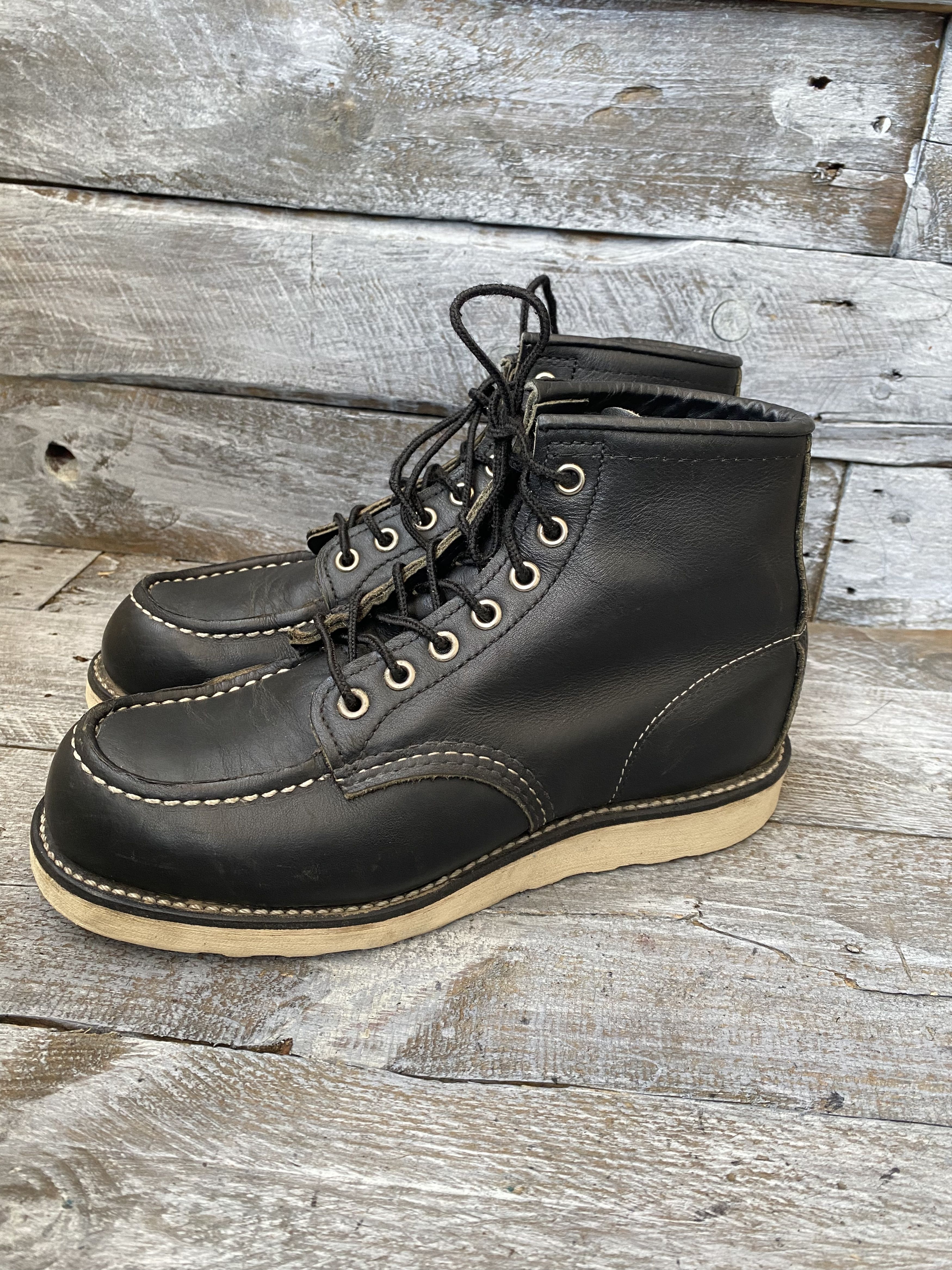 Red Wing Redwing moc-toe black leather boots sz 37.5 Size US 5.5 / EU 38 - 3 Thumbnail