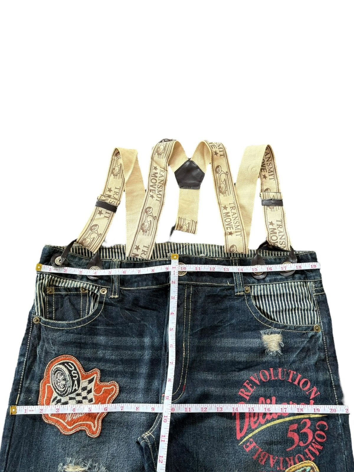 Fubu Vintage Japanese Brand Suspenders Distressed Baggy Jeans Size US 39 - 7 Thumbnail