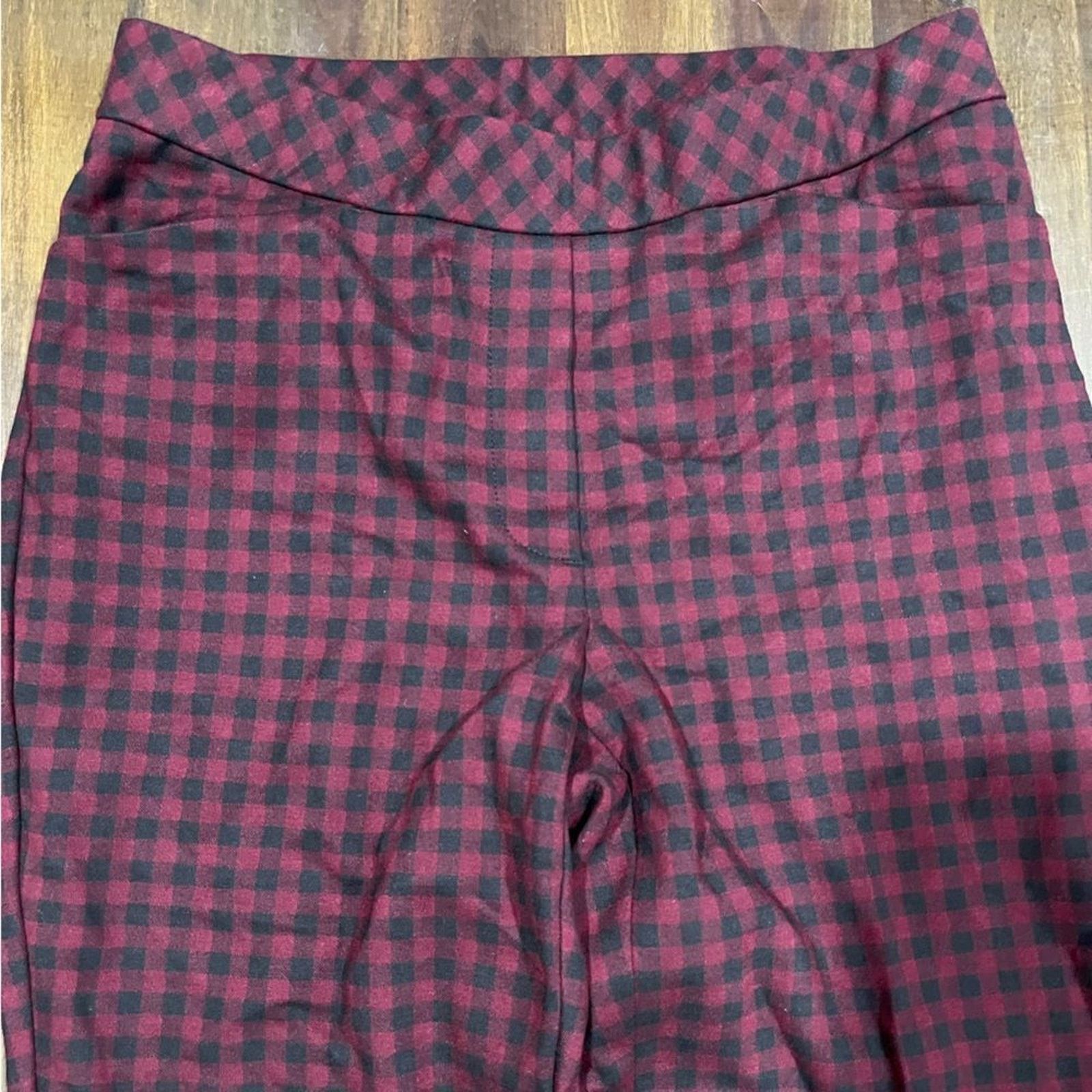 Vintage J. Jill Essential Ponte Slim-Leg Pants Red Black Plaid - XS Size 23" - 7 Thumbnail