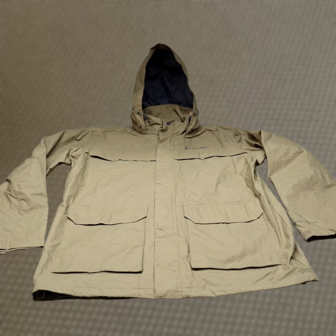 Vintage Columbia Jacket Mens Large Beige Hooded Wind Rain Waterproof Utility Full Zip Size US L / EU 52-54 / 3 - 1 Thumbnail