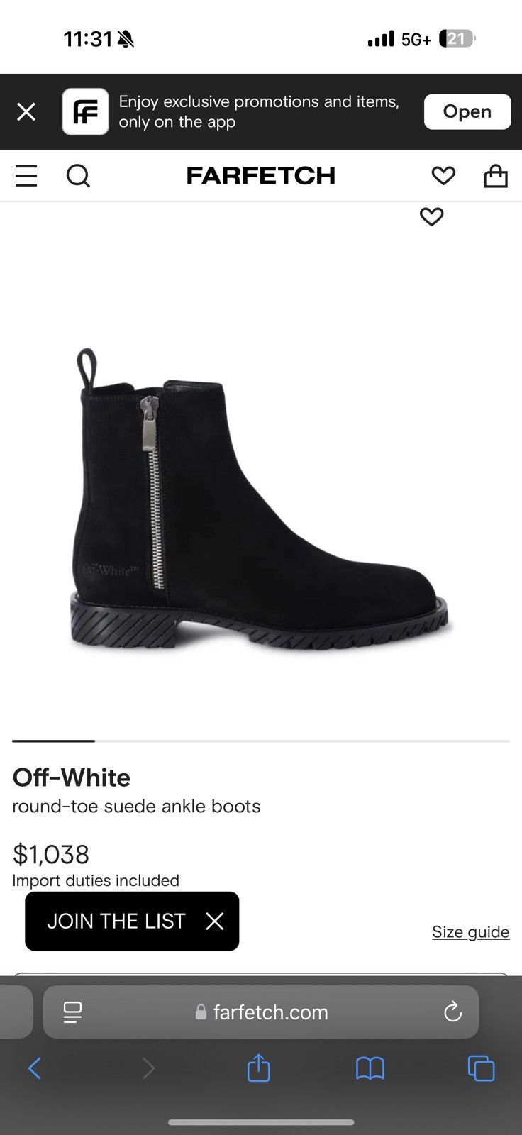 Off-White Round-toe suede ankle boots Size US 8 / EU 41 - 6 Thumbnail