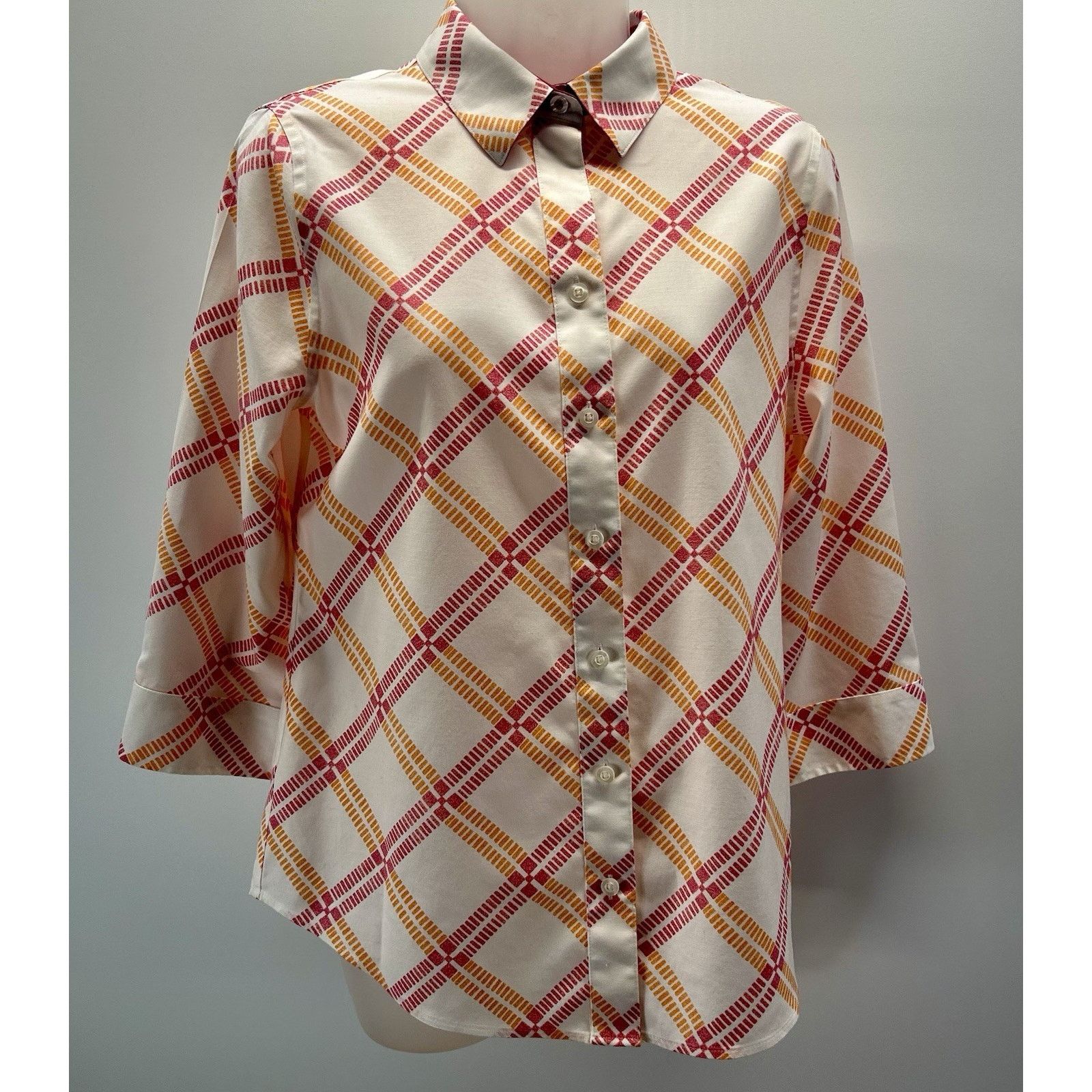 Chicos Chico's Summer White Blouse Pink Orange Sz00 US 0/2 Size XS / US 0-2 / IT 36-38 - 1 Thumbnail