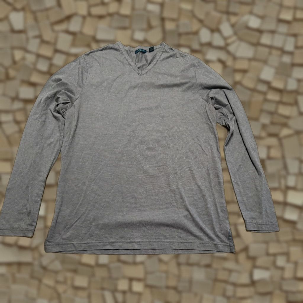 Perry Ellis Perry Ellis Shirt Men L Gray Long Sleeve V-neck Cotton Blend Regular Size US L / EU 52-54 / 3 - 1 Thumbnail