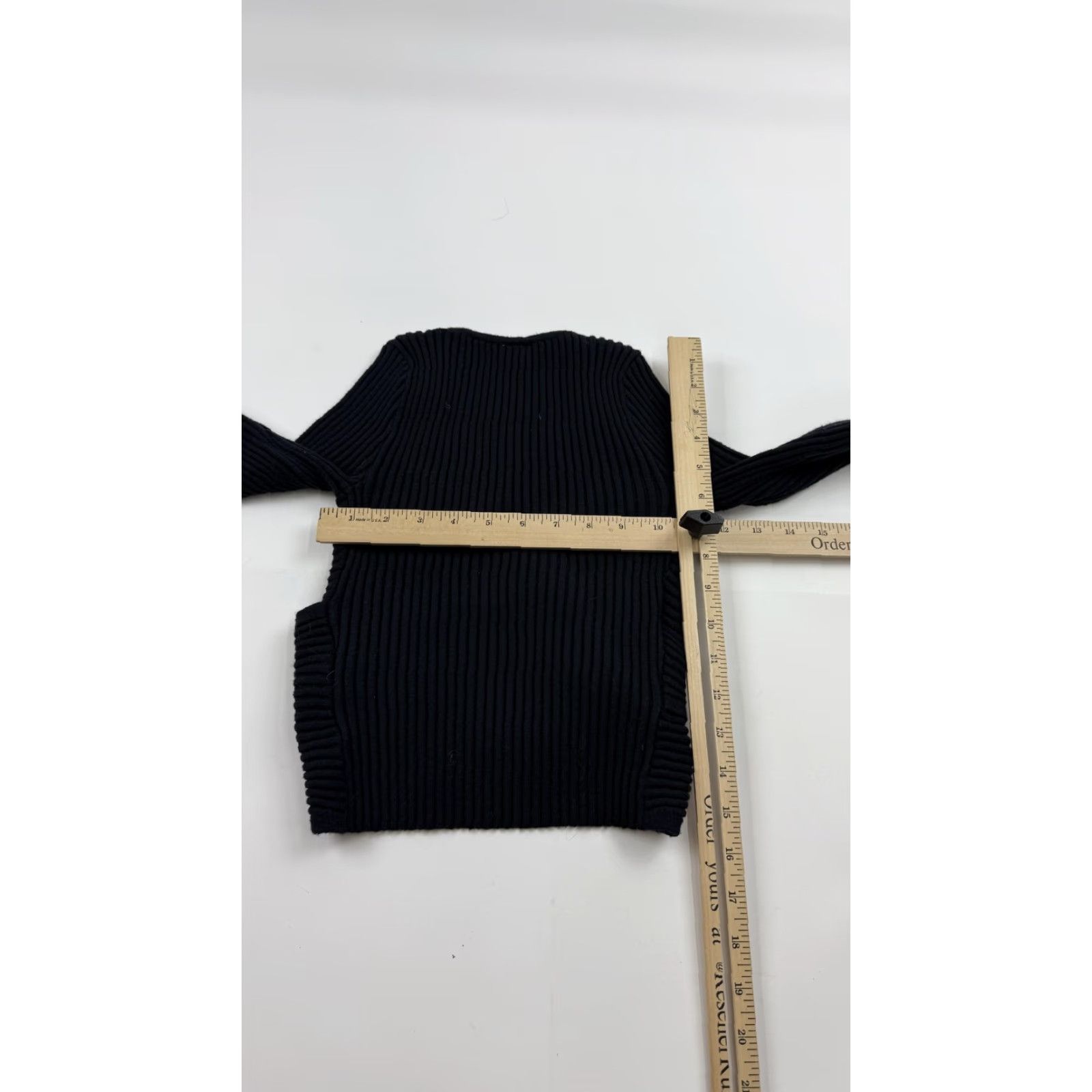 Abercrombie & Fitch Abercrombie & Fitch Sweater Womens XS Black Ribbed Wrap Cropped Long Sleeve Size XS / US 0-2 / IT 36-38 - 6 Thumbnail