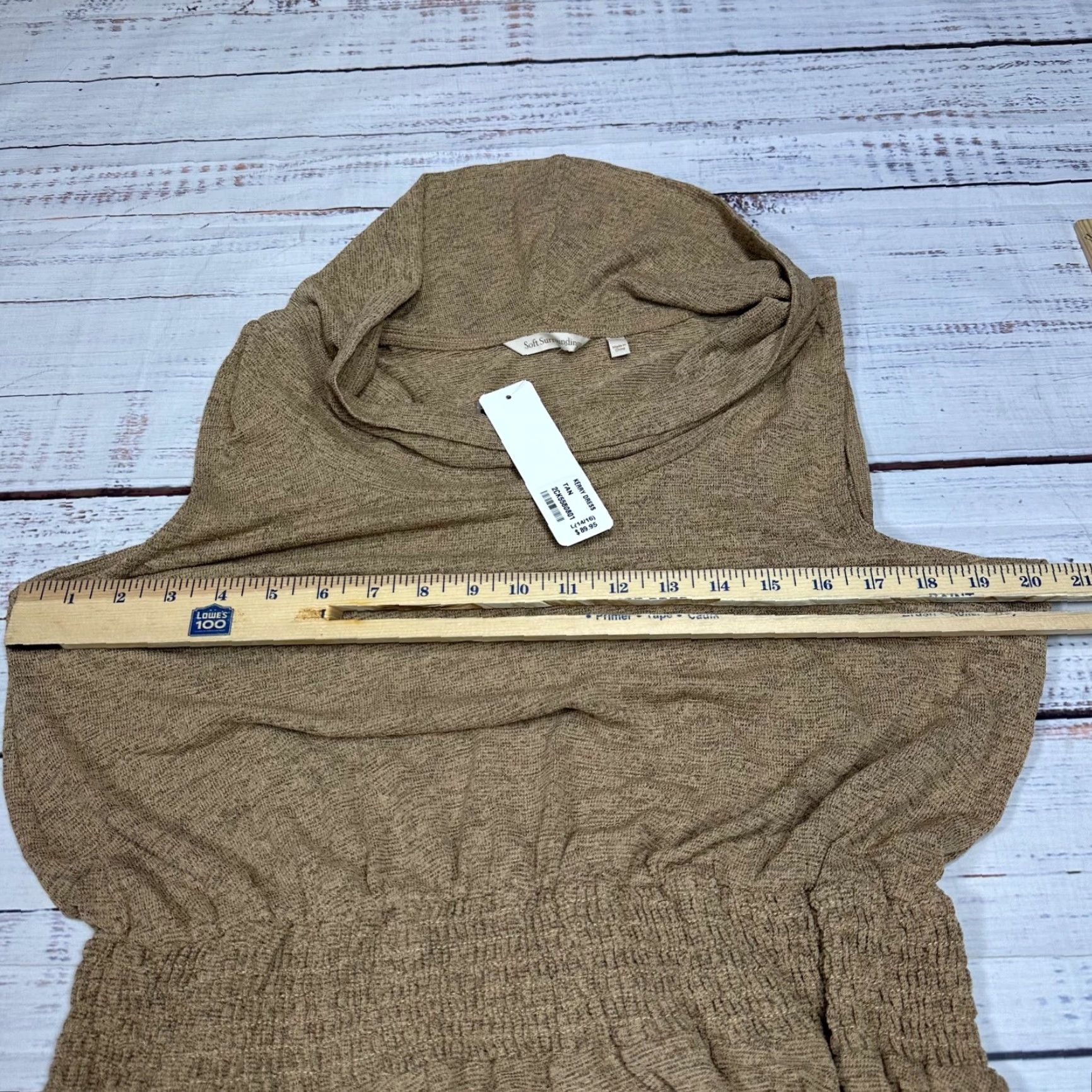 Soft Surroundings Soft Surroundings Dress Sz L Brown Knit Cowl Neck Midi Smocked Waist Womens New Knit Dress Size L / US 10 / IT 46 - 5 Thumbnail