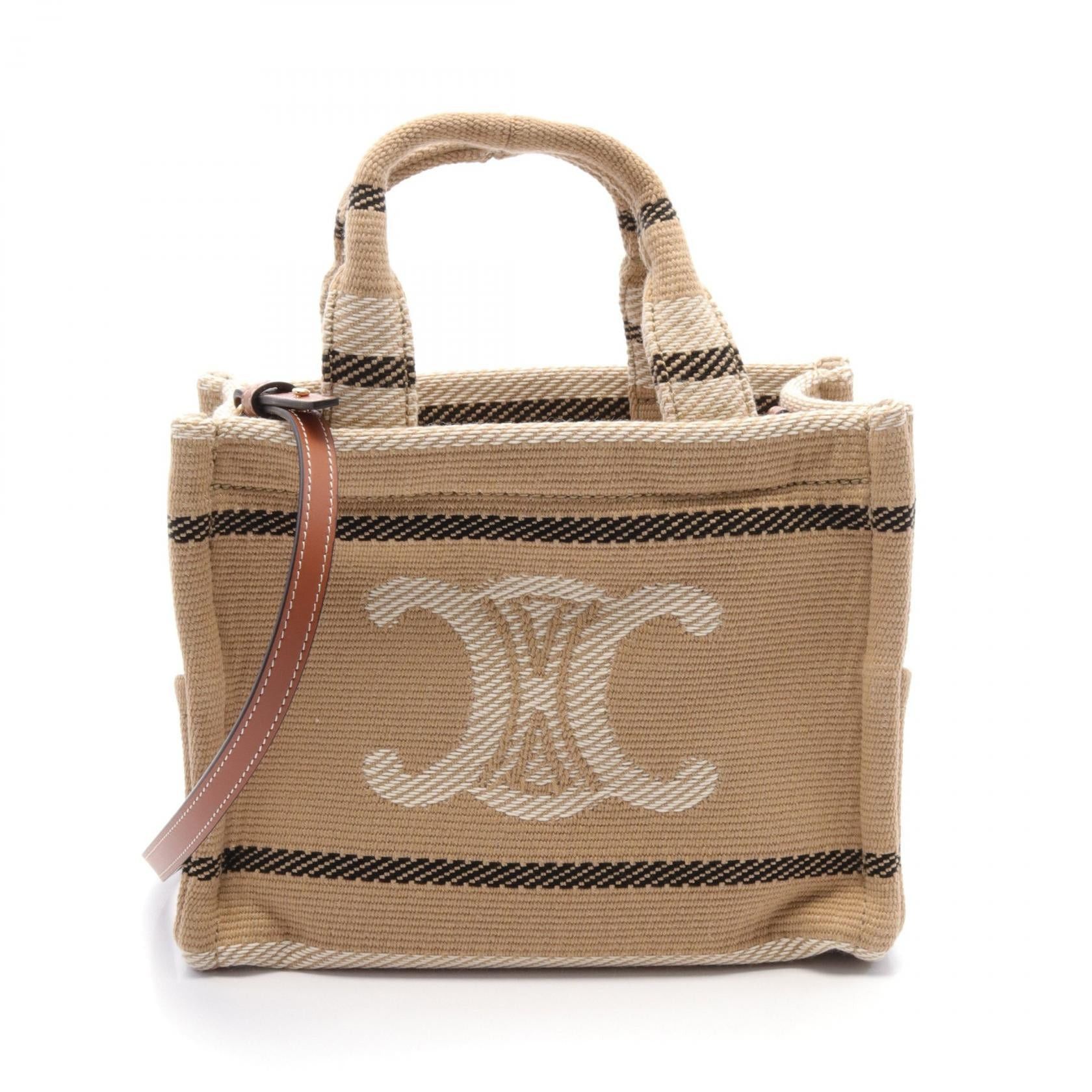 Celine Celine Small Cabas Hippopotamus Thais Handbag Tote Bag Canvas Beige Ivory Black Size ONE SIZE - 1 Thumbnail