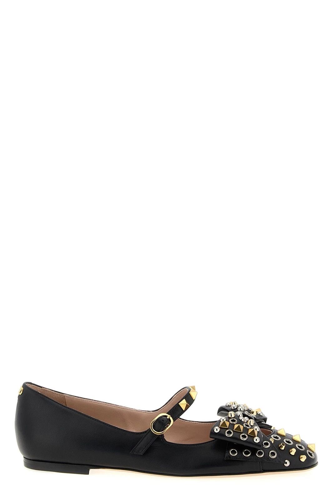 Valentino Rockstud Black Leather Flats New Authentic