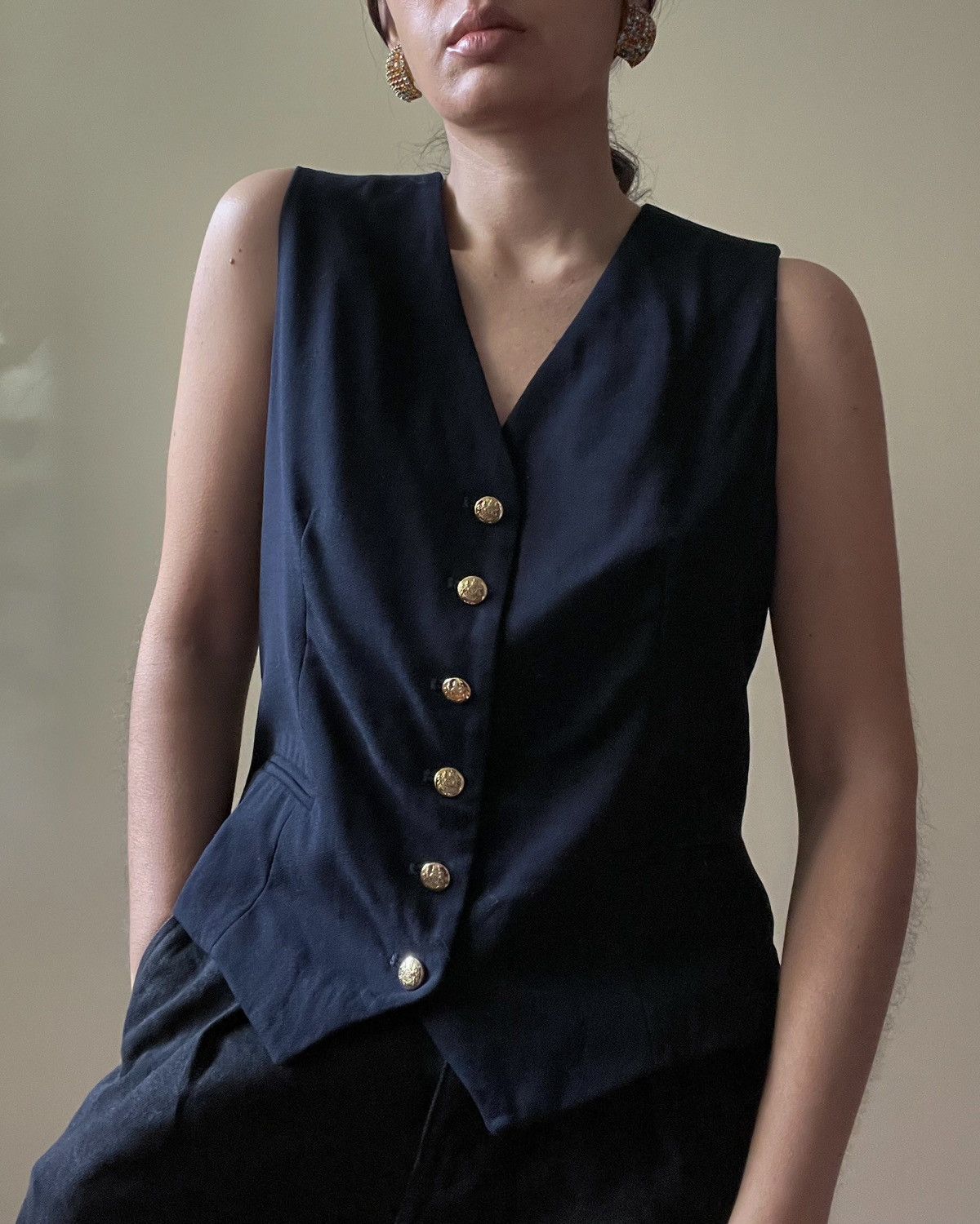 Ralph Lauren Vintage Lauren by Ralph Lauren Navy Wool Suit Vest Size XL / US 12-14 / IT 48-50 - 1 Thumbnail