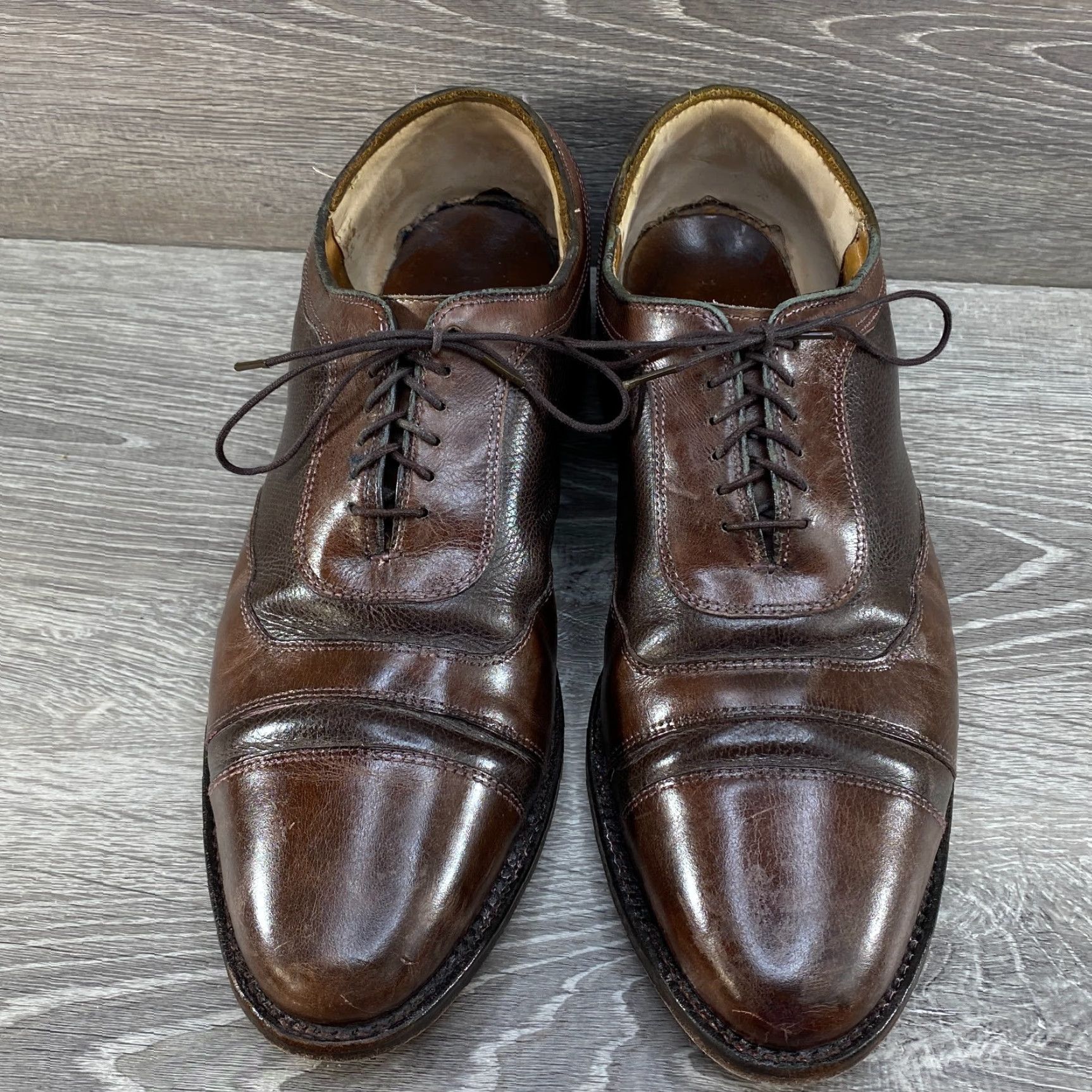 Allen Edmonds VINTAGE ALLEN EDMONDS Winhall 6448 Brown Cap Toe Oxford Leather Dress Shoes Size 10 D Mens Shoes Size ONE SIZE - 3 Thumbnail