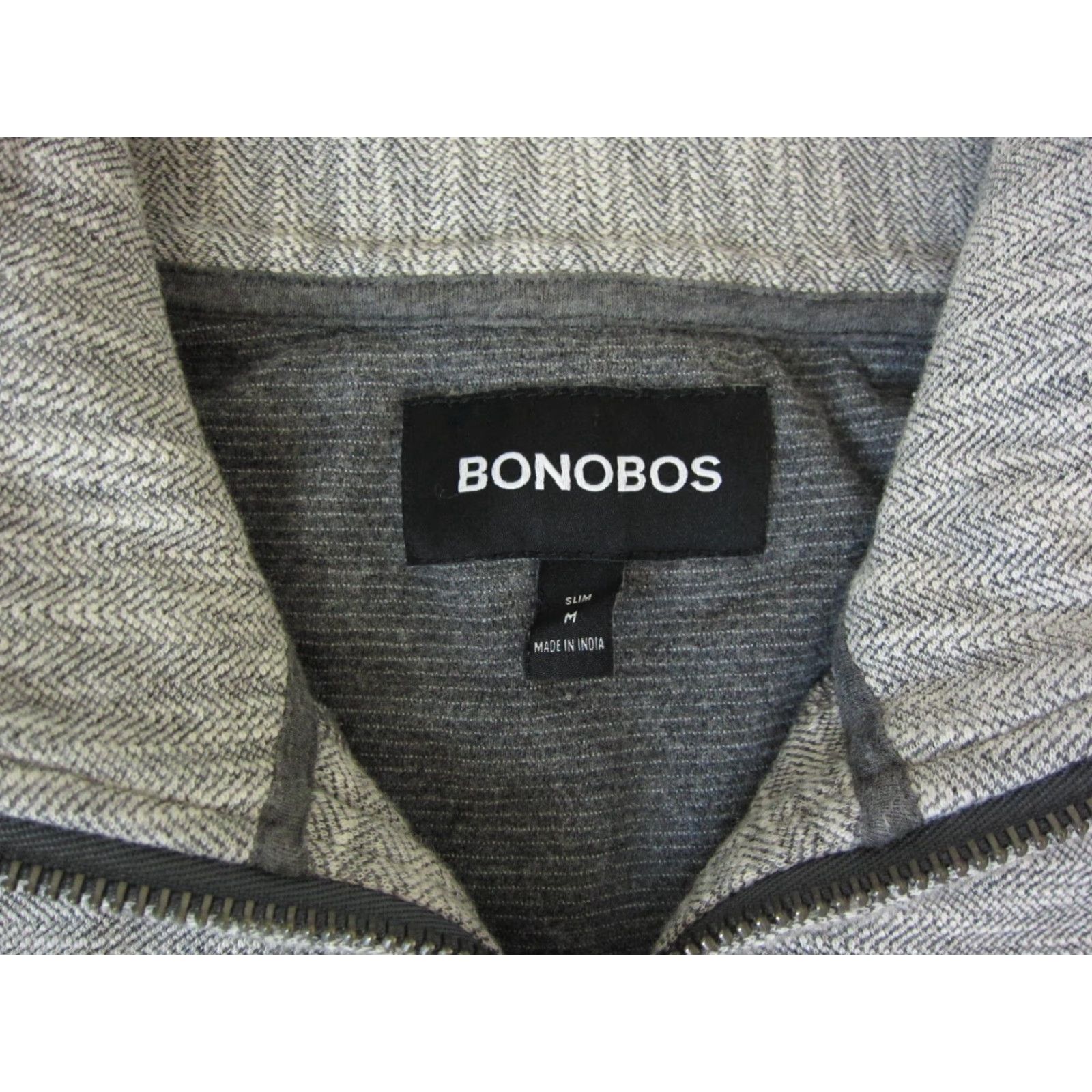 Bonobos Bonobos Sweater Mens Adult Medium Gray Full Zip Up Cotton Polyester Fleece Slim Knit High Neck Casual Fall Winter M Size US M / EU 48-50 / 2 - 6 Thumbnail
