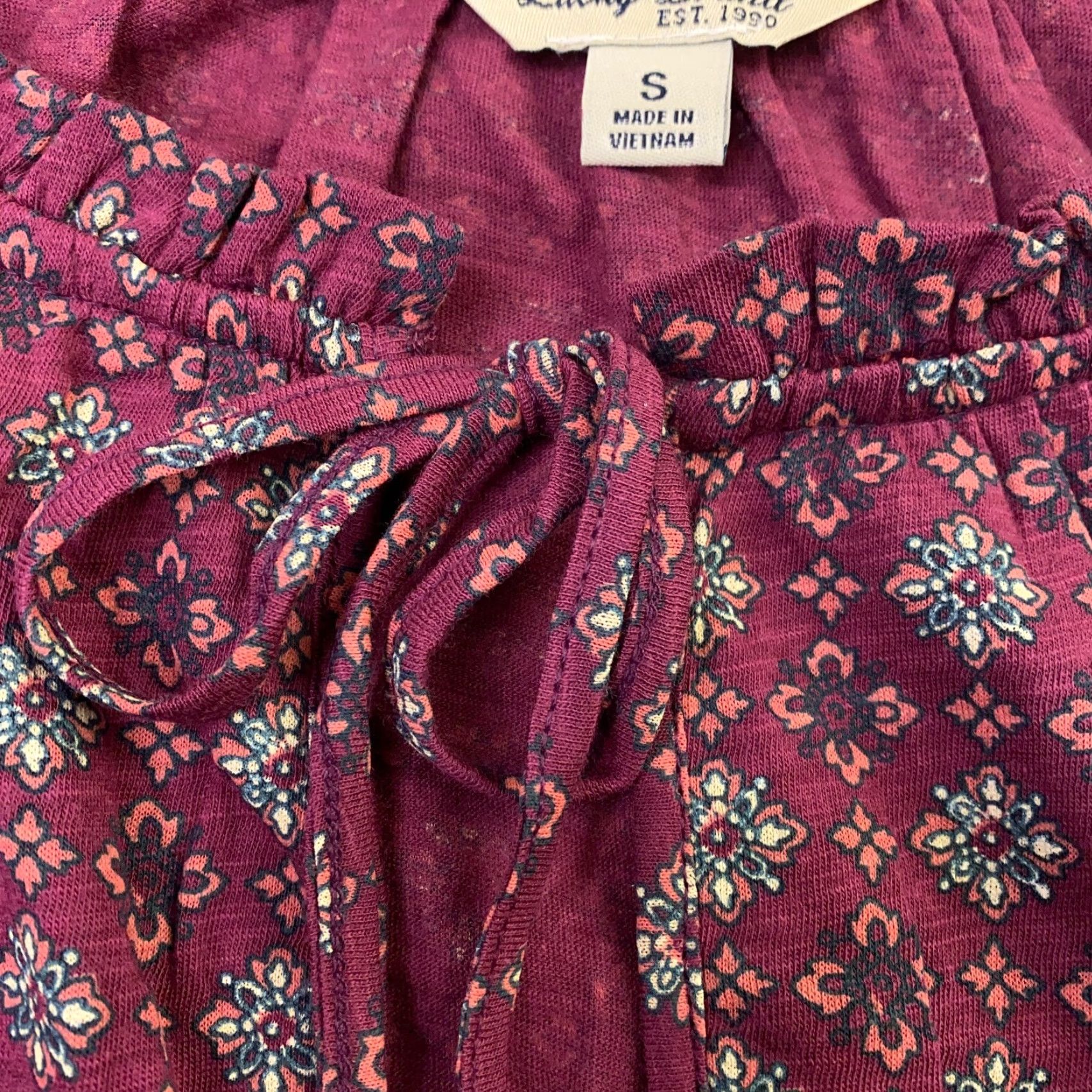 Lucky Brand Lucky Brand Women’s Shirt Top Small Maroon Tunic Boho Round Neck Keyhole Flowy Blouse Sock? Size S / US 4 / IT 40 - 5 Thumbnail