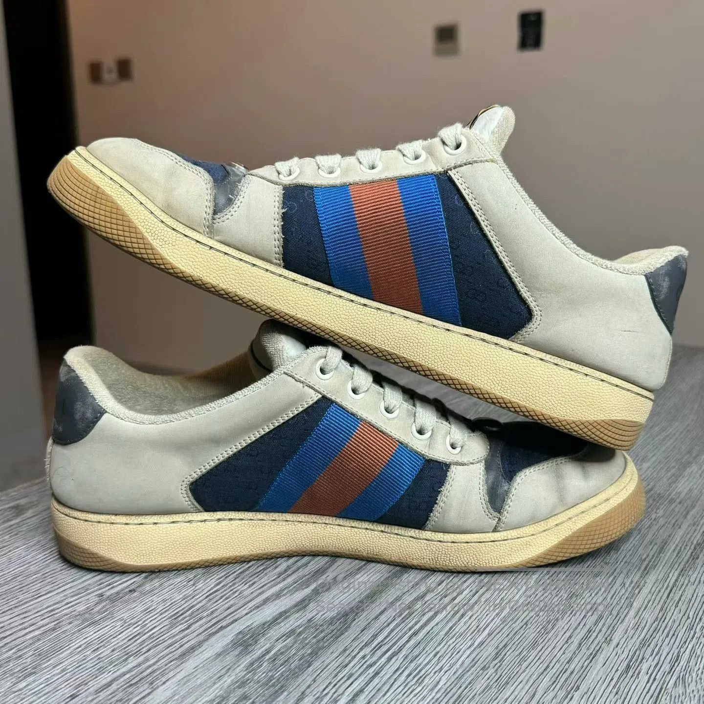 Gucci gucci screener sneakers with blue stripes. Size US 8 / EU 41 - 3 Thumbnail