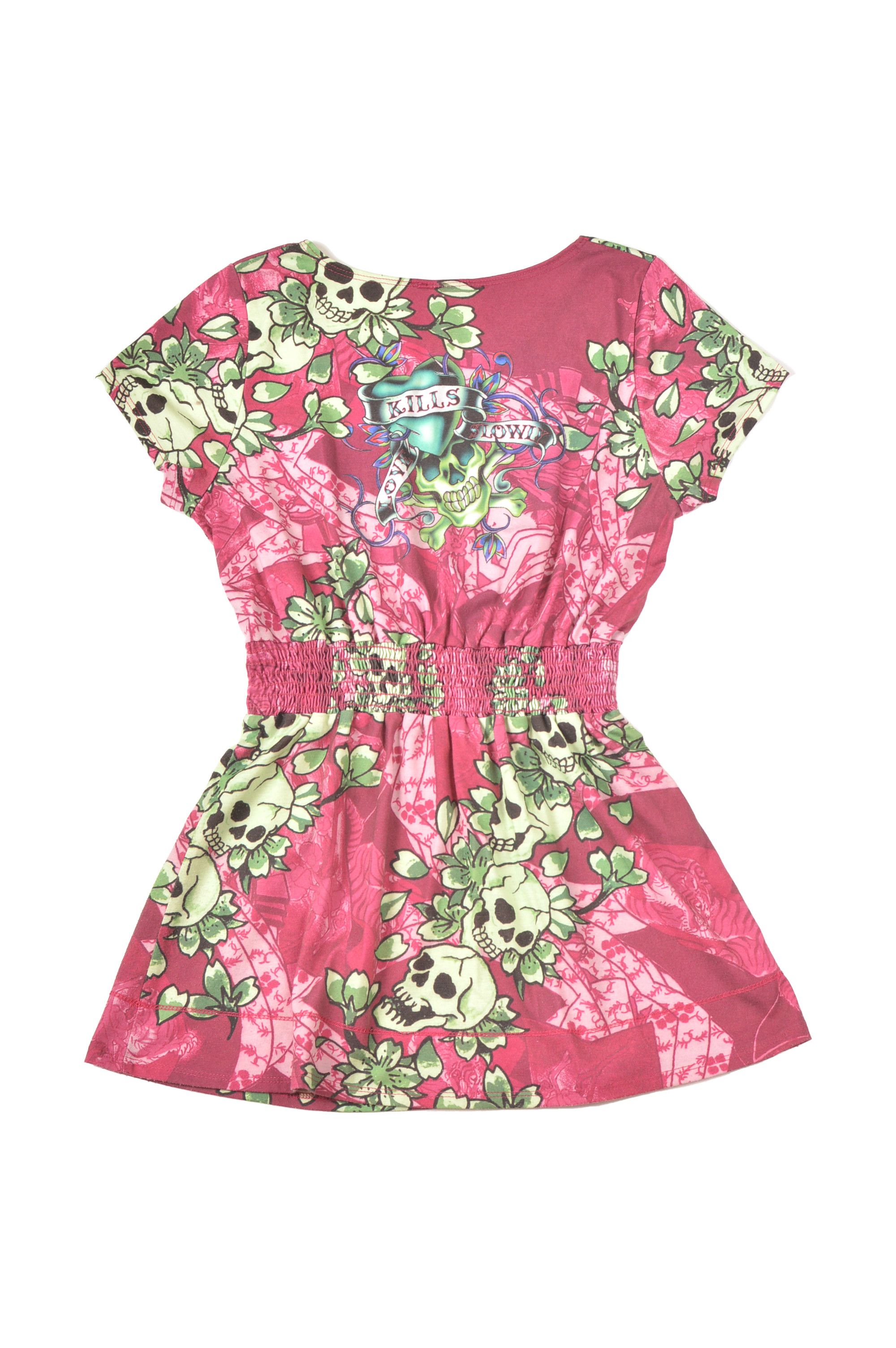 Ed Hardy × Vintage Ed Hardy Love Kills Slowly Skull Print Vintage Mini Dress Size L / US 10 / IT 46 - 6 Thumbnail