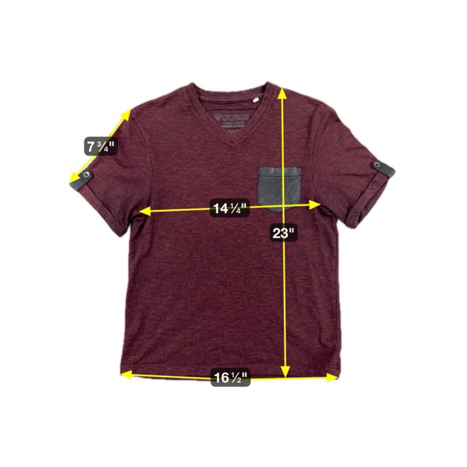 Guess GUESS Men's Burgundy V-Neck T-Shirt Faux Leather Pocket XS Size US XS / EU 42 / 0 - 5 Thumbnail