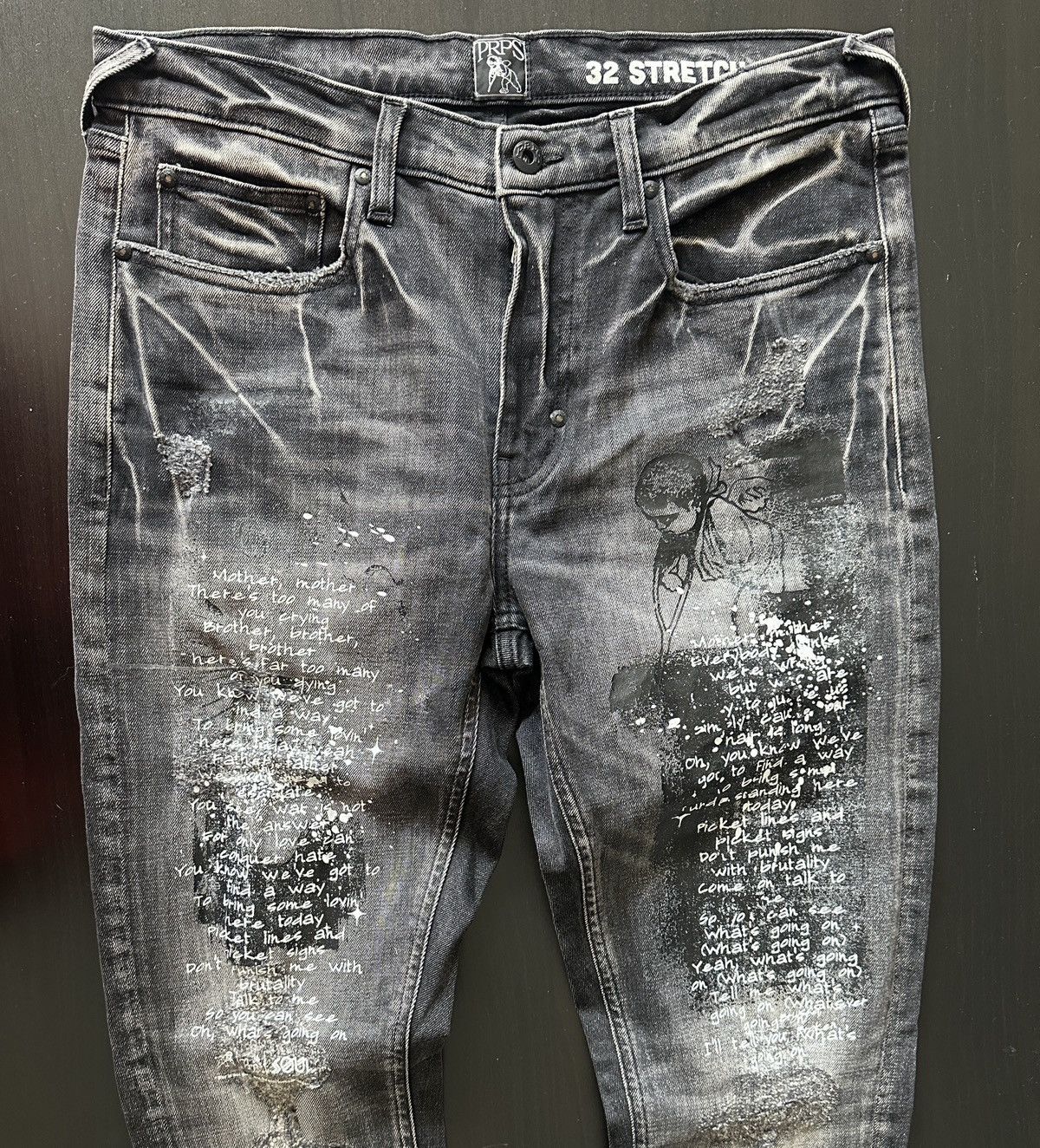 Prps PRPS “SOUL / Marvin Gaye Inspired” Distressed– Black W32 Size US 32 / EU 48 - 3 Thumbnail