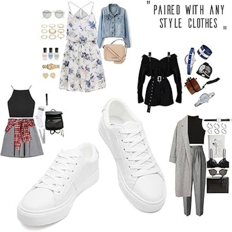 Other Adokoo Women's Size 7.5 White Faux Leather Low Top Sneakers Size US 7.5 / IT 37.5 - 5 Thumbnail