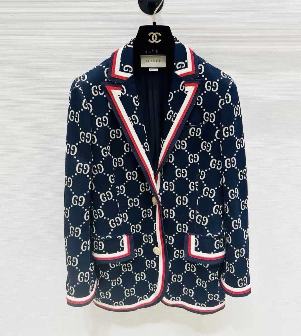 Gucci Gucci Blue All-Over Logo Blazer J33 Size XS / US 0-2 / IT 36-38 - 1 Thumbnail