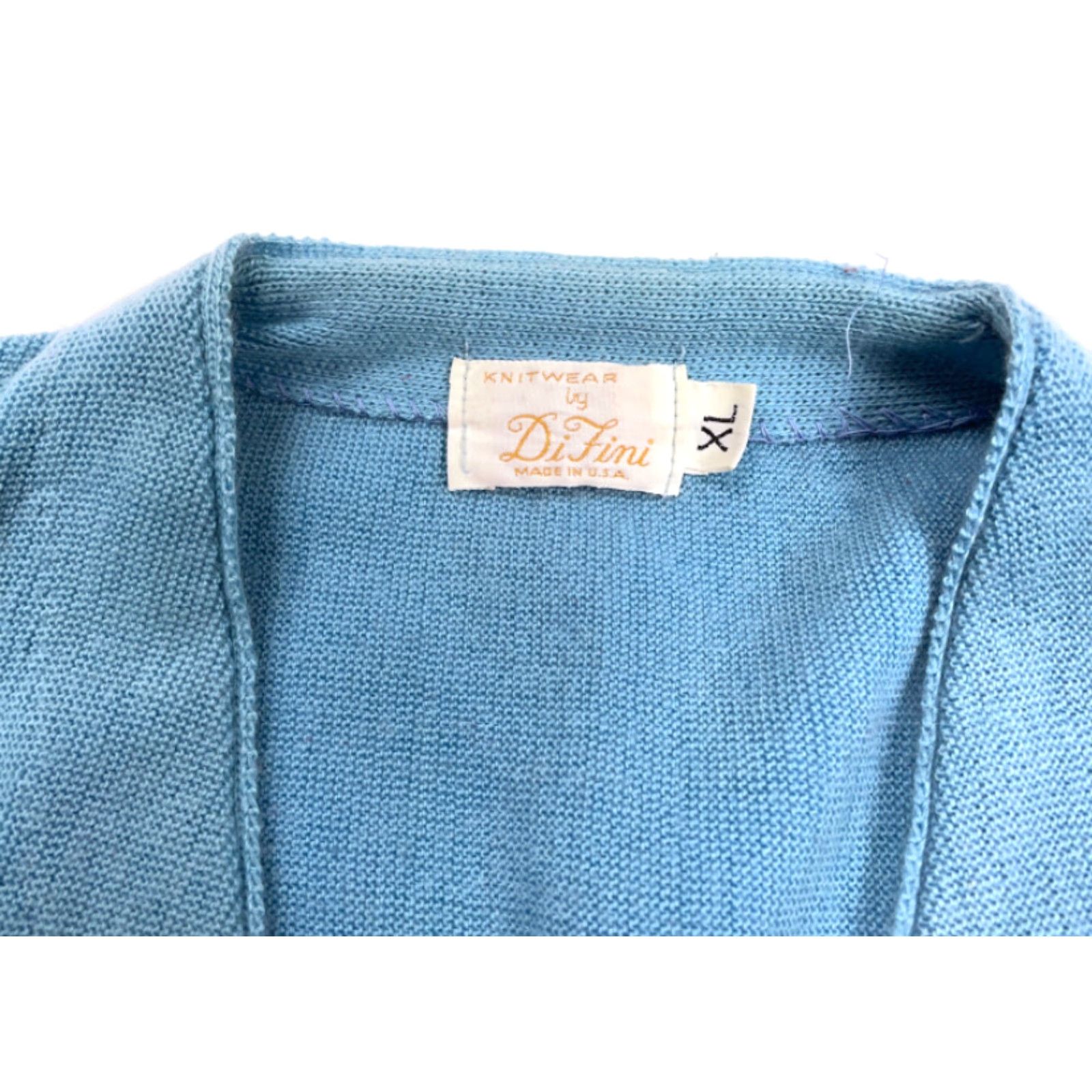 Vintage VINTAGE DiFini Men's Cardigan Sweater XL Adult Blue 80s Retro Knit Casual Winter Fall Spring Size US XL / EU 56 / 4 - 6 Thumbnail