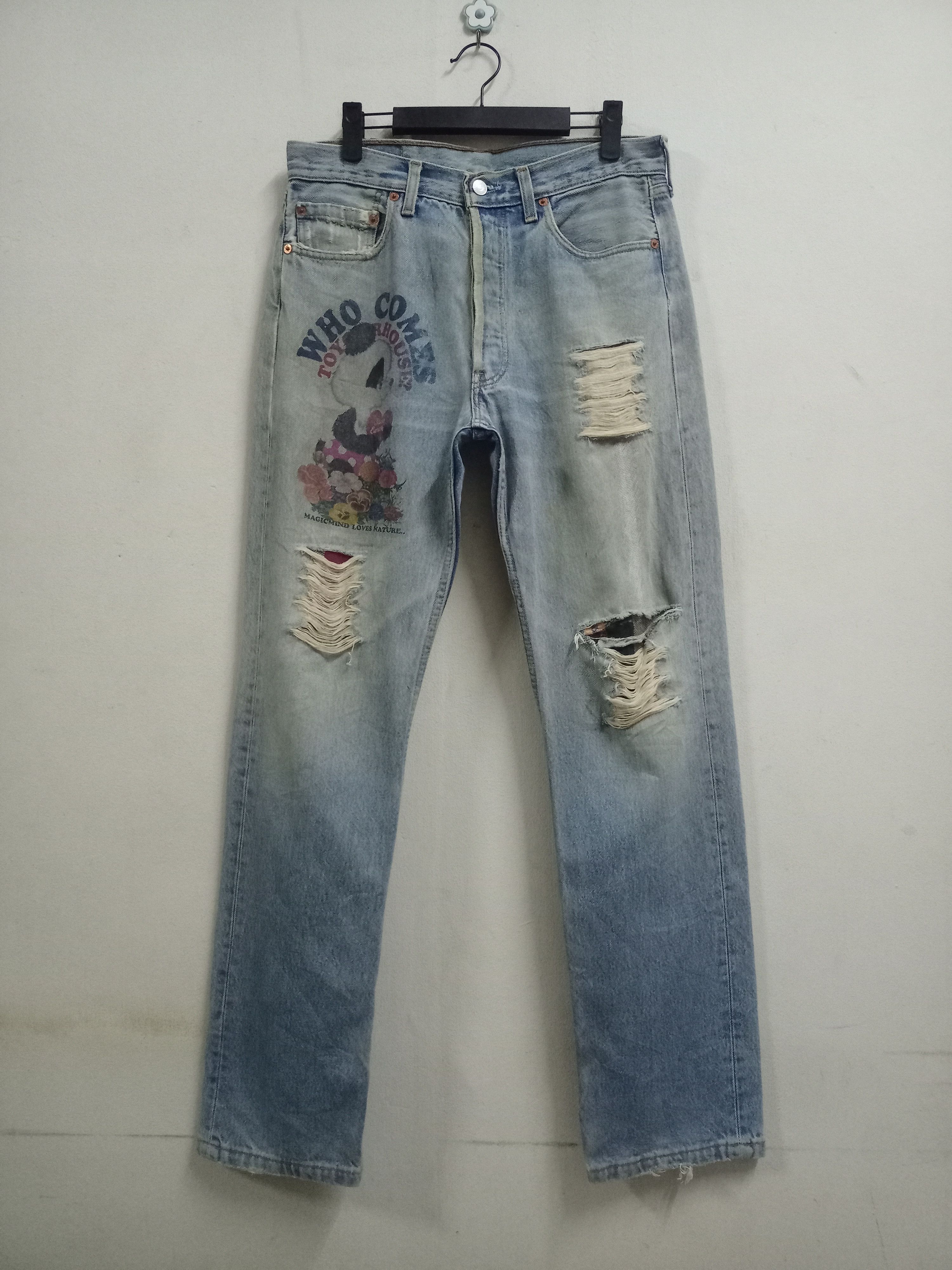 Levi's × Levi's Vintage Clothing UK Vintage 80s Levis 501 Graphic Print Style Loose Jeans Size US 31 - 1 Thumbnail