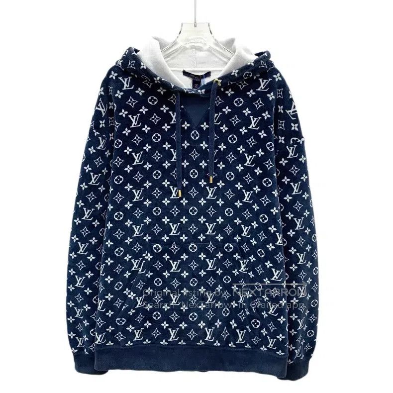 Louis Vuitton Louis Vuitton 24 dark blue logo full print cotton hooded d Size US S / EU 44-46 / 1 - 1 Thumbnail