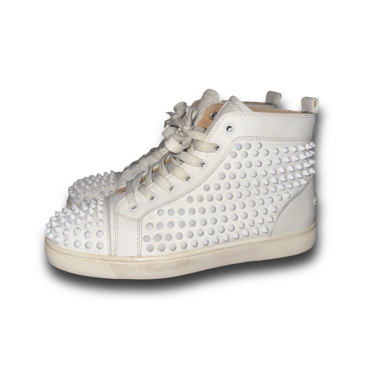 Christian Louboutin Christian Louboutin white/gold spike hightops Size US 7.5 / EU 40-41 - 2 Thumbnail