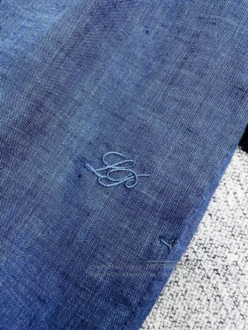 Loro Piana Loro Piana Denim Blue Linen Wide Leg Trousers Size 27" / US 4 / IT 40 - 4 Thumbnail