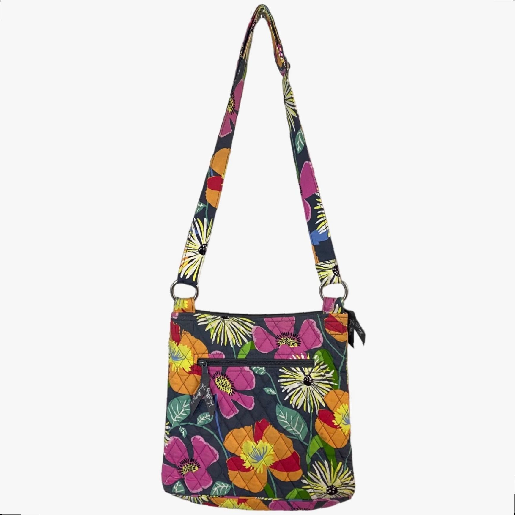 Vera Bradley VINTAGE Vera Bradley Crossbody Purse Jazzy Blooms Quilted Floral Print Adjustable Strap Womens Bag Multi Pocket Zip Closure Size ONE SIZE - 3 Thumbnail
