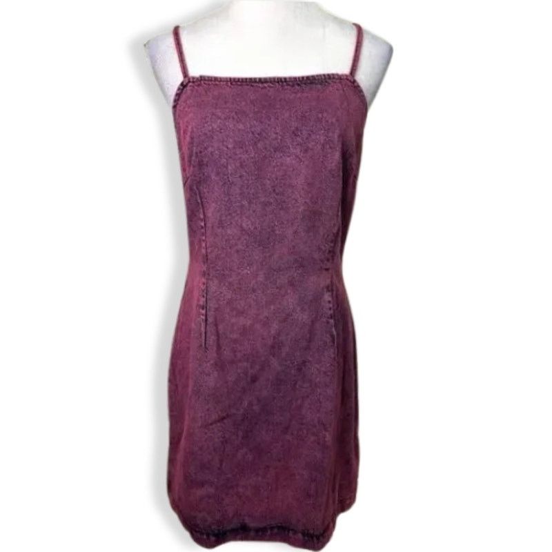 Topshop Topshop Mini Denim Dress Over Dye Square Neckline Pink W 8 Size M / US 6-8 / IT 42-44 - 2 Thumbnail