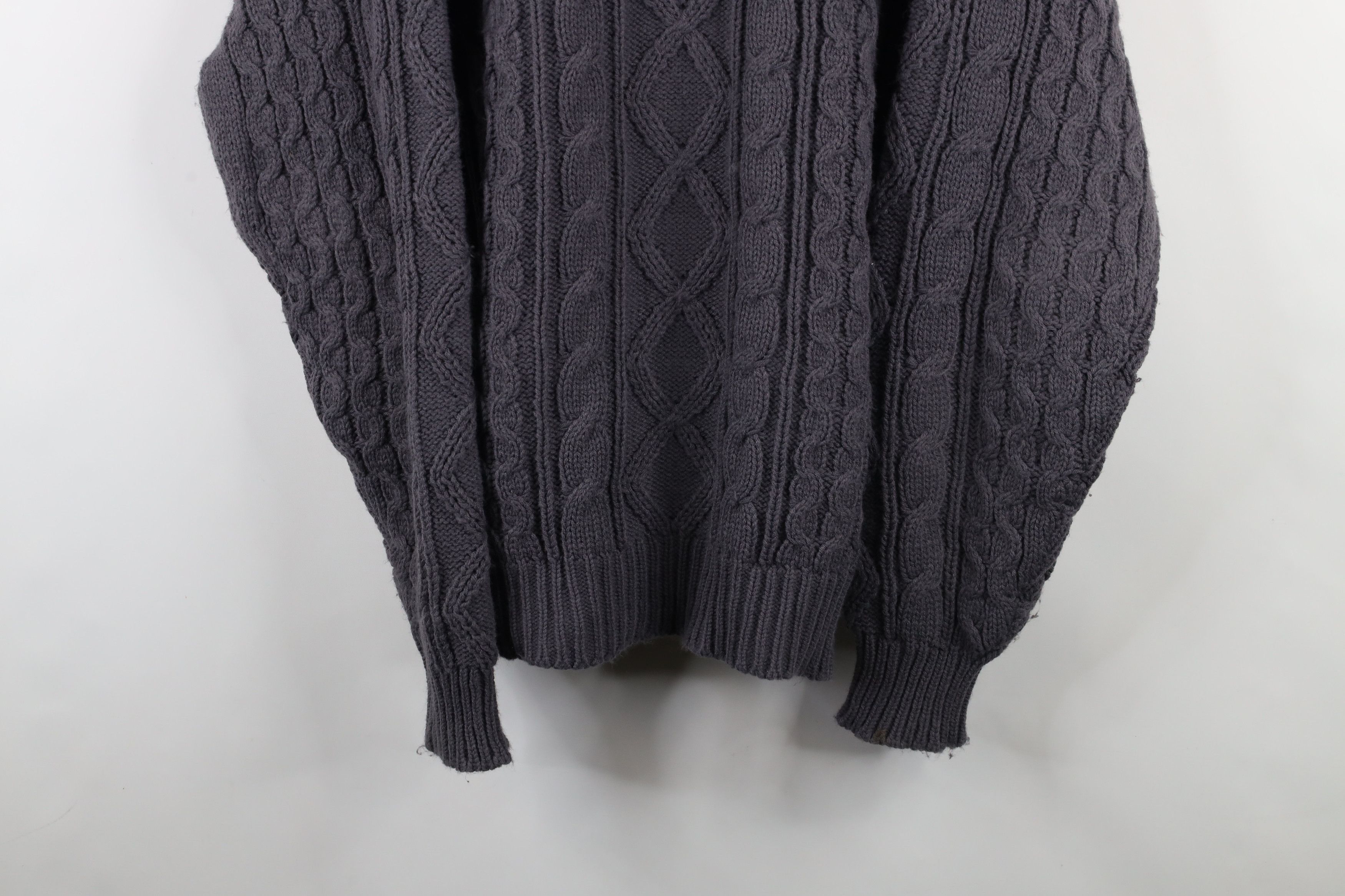Vintage Vintage 90s Streetwear Cable Knit Fisherman Sweater Gray Size US XL / EU 56 / 4 - 3 Thumbnail