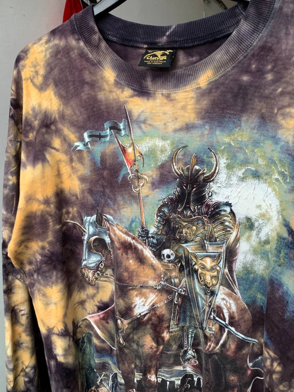 Japanese Brand × Vintage Death Rider The Dark Guardian Vintage Fullprint 90s Churinga Size US M / EU 48-50 / 2 - 2 Thumbnail