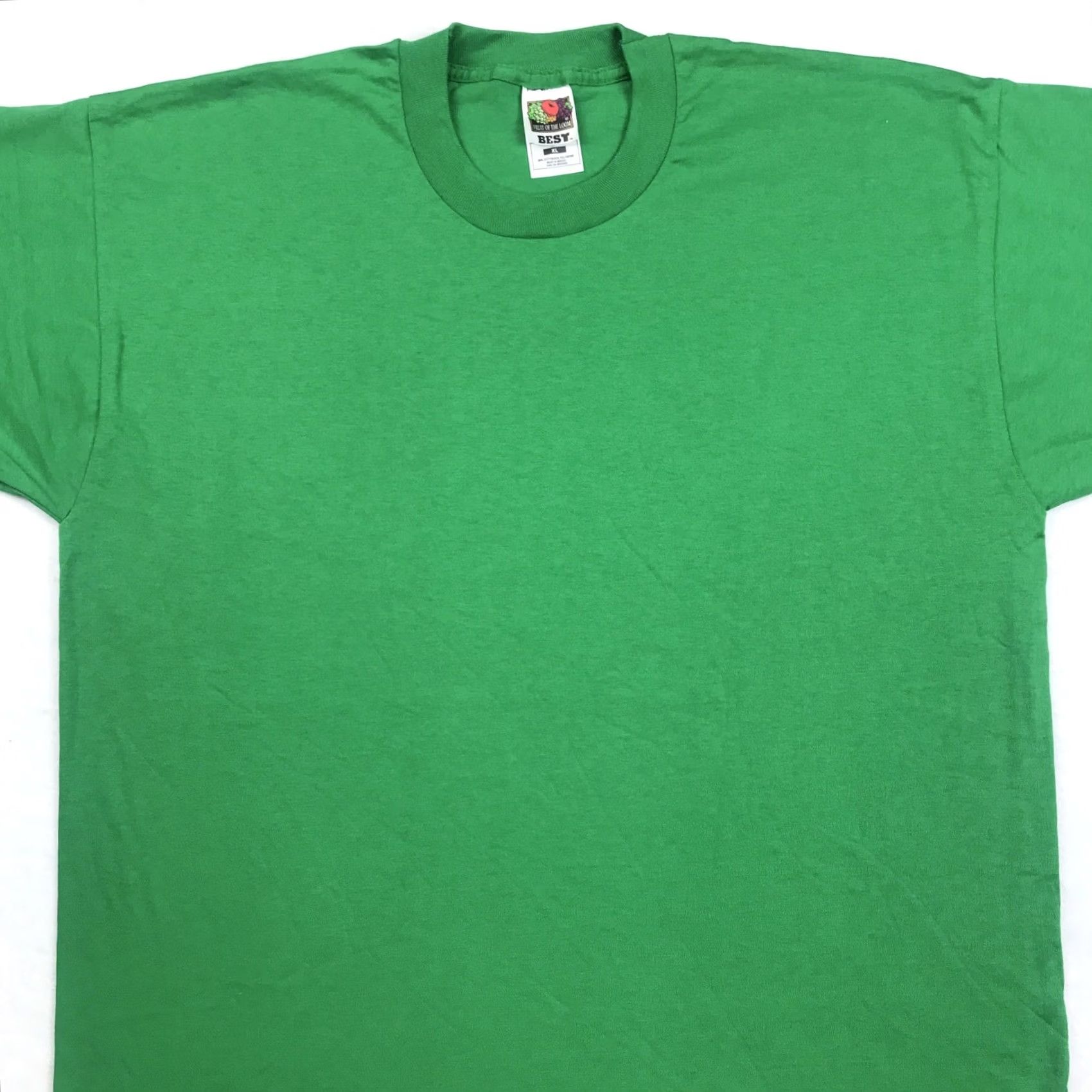Fruit Of The Loom VINTAGE FRUIT OF THE LOOM T-Shirt Men XL Green 90s 80s Kelly Crew Neck Short Sleeve Cotton Polyester Smooth Soft Thin NOS Vintage Shirt Size US XL / EU 56 / 4 - 4 Thumbnail