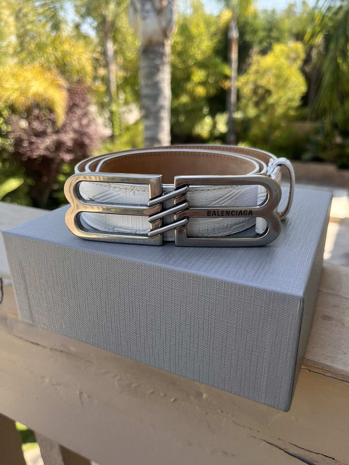 Balenciaga White Balenciaga double BB belt | Grailed